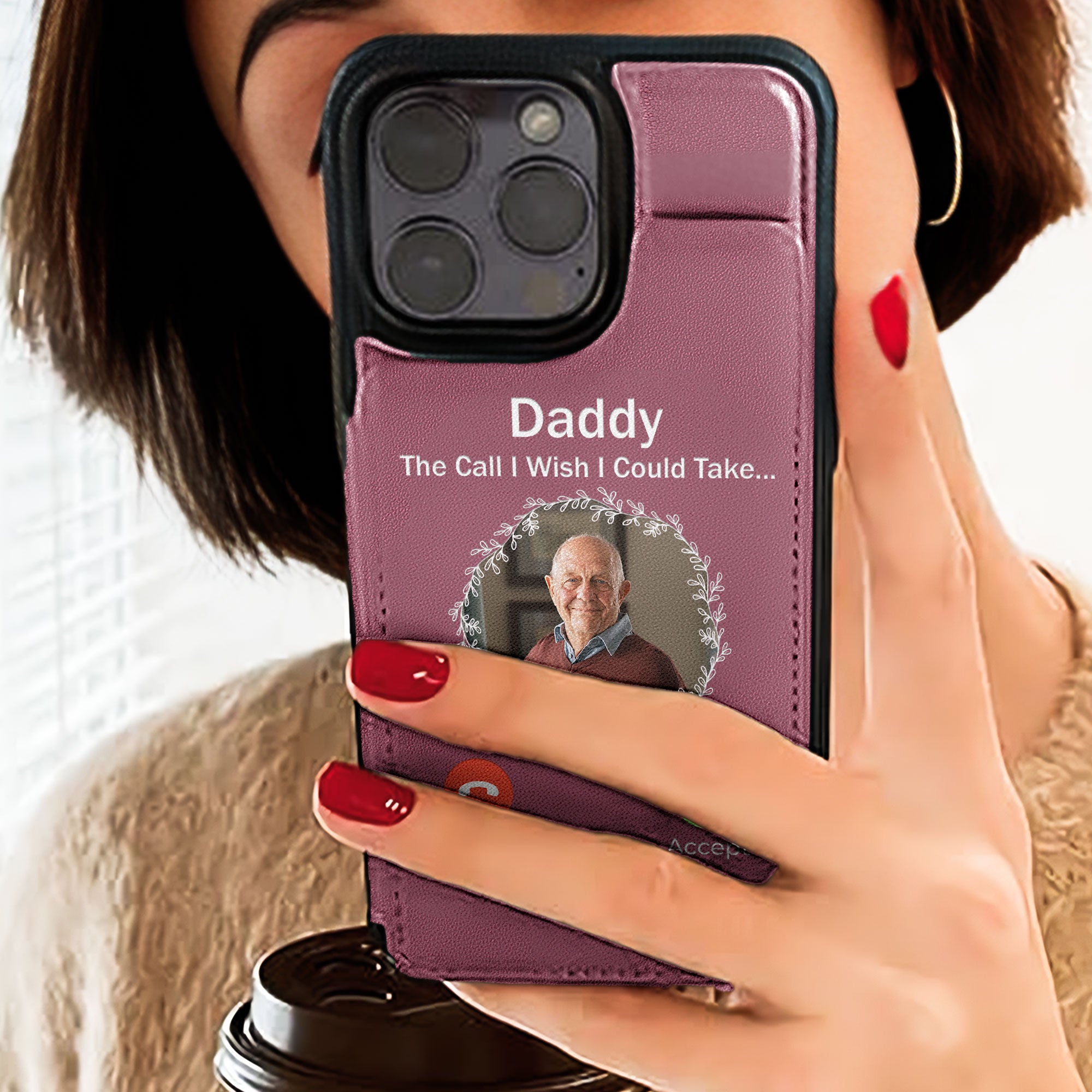 The Call I Wish I Could Take - Personalized Photo Leather Flip Wallet Phone Case