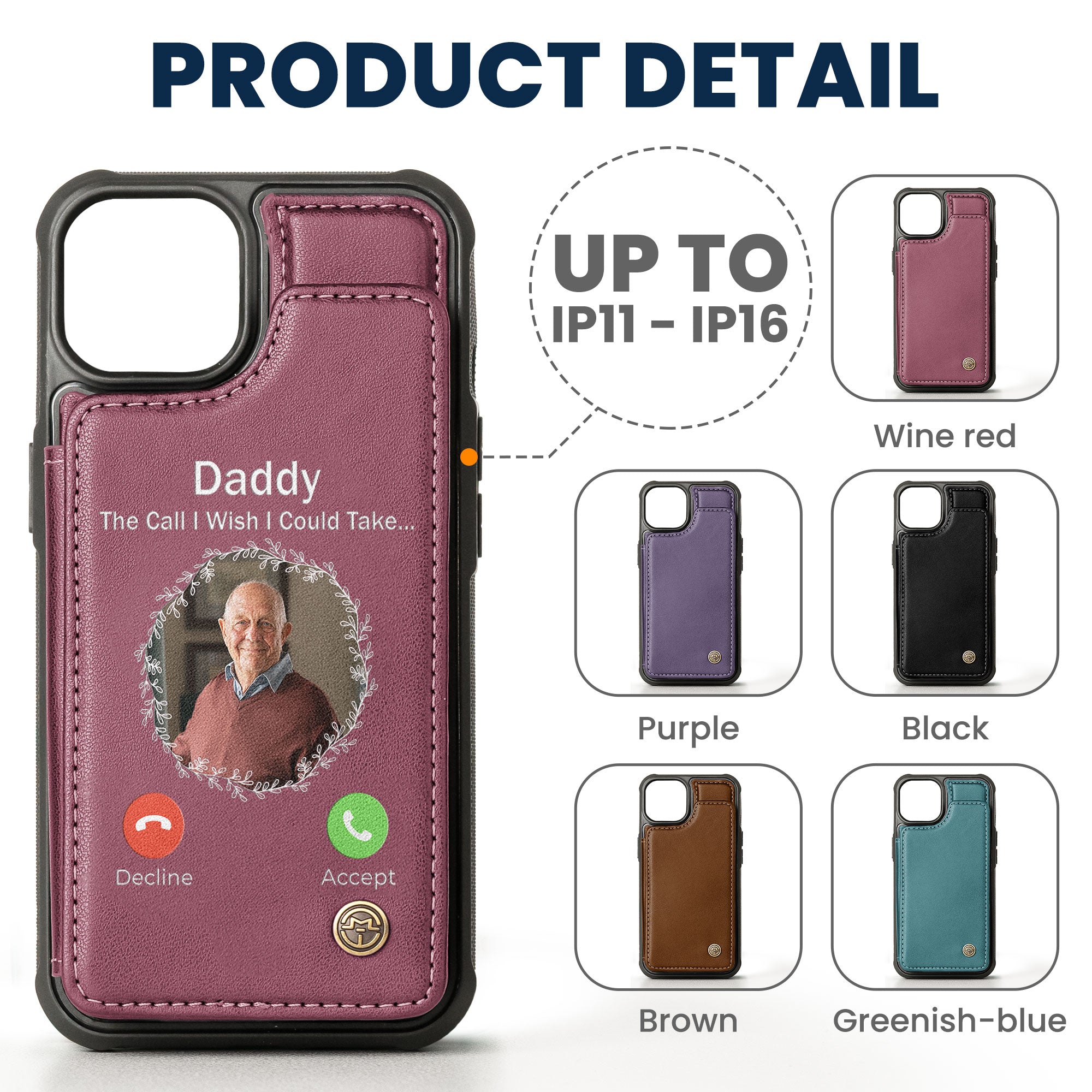 The Call I Wish I Could Take - Personalized Photo Leather Flip Wallet Phone Case