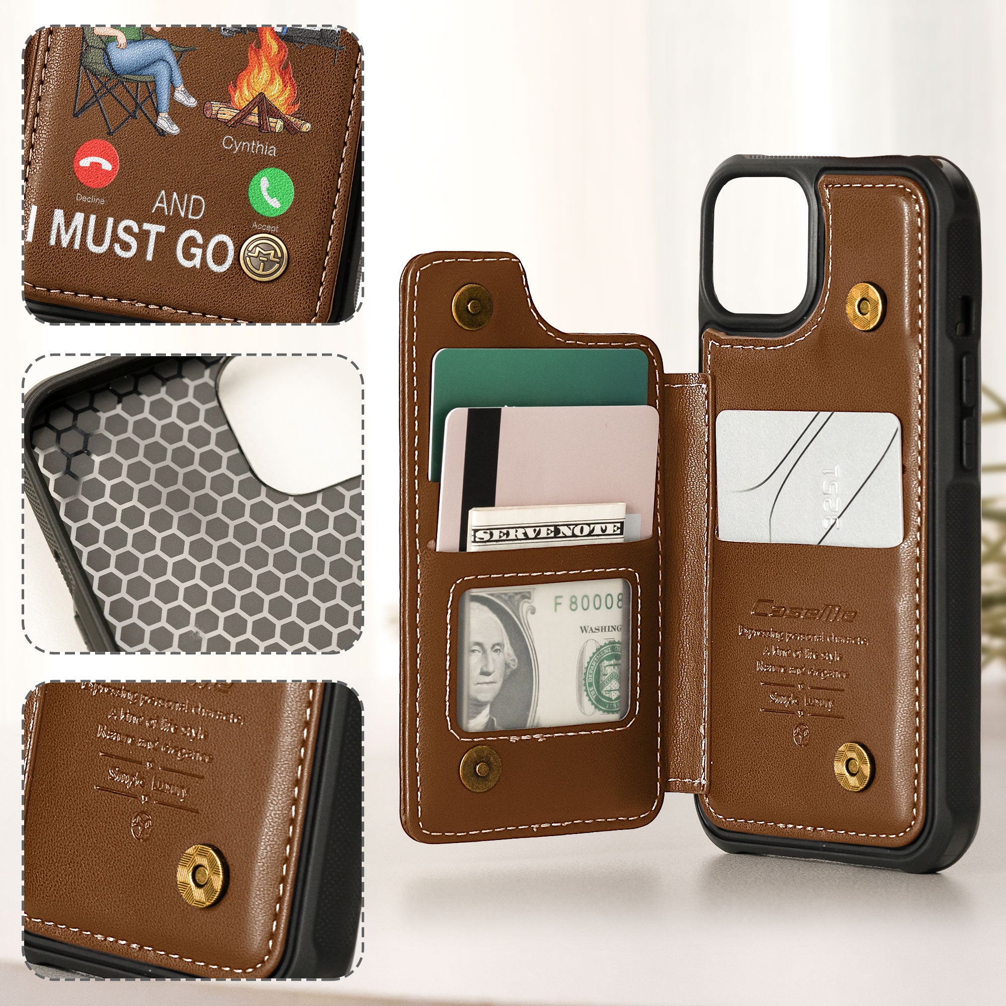 The Campsite Is Calling... And I Must Go - Personalized Leather Flip Wallet Phone Case