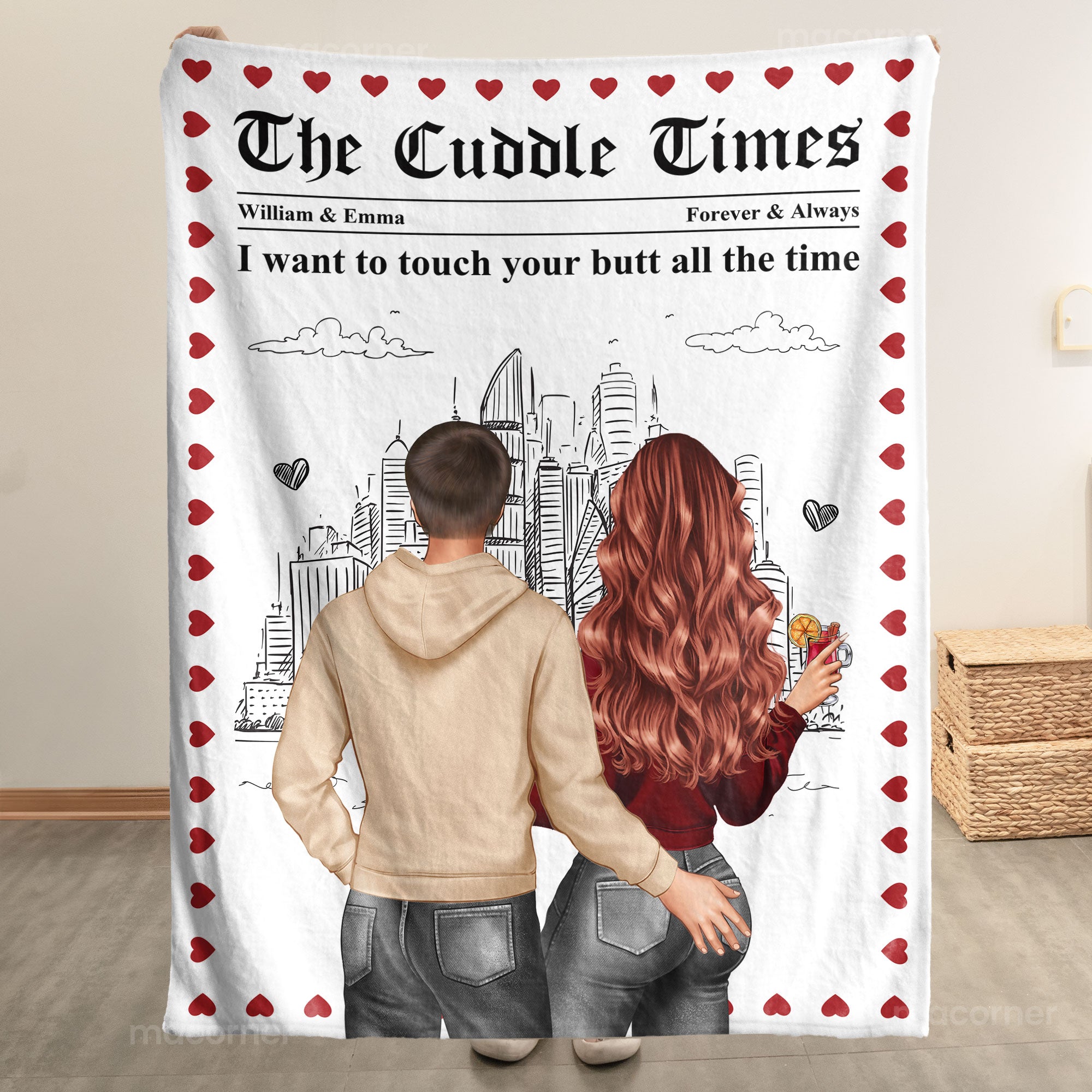 The Cuddle Times Naughty Couple - Personalized Blanket