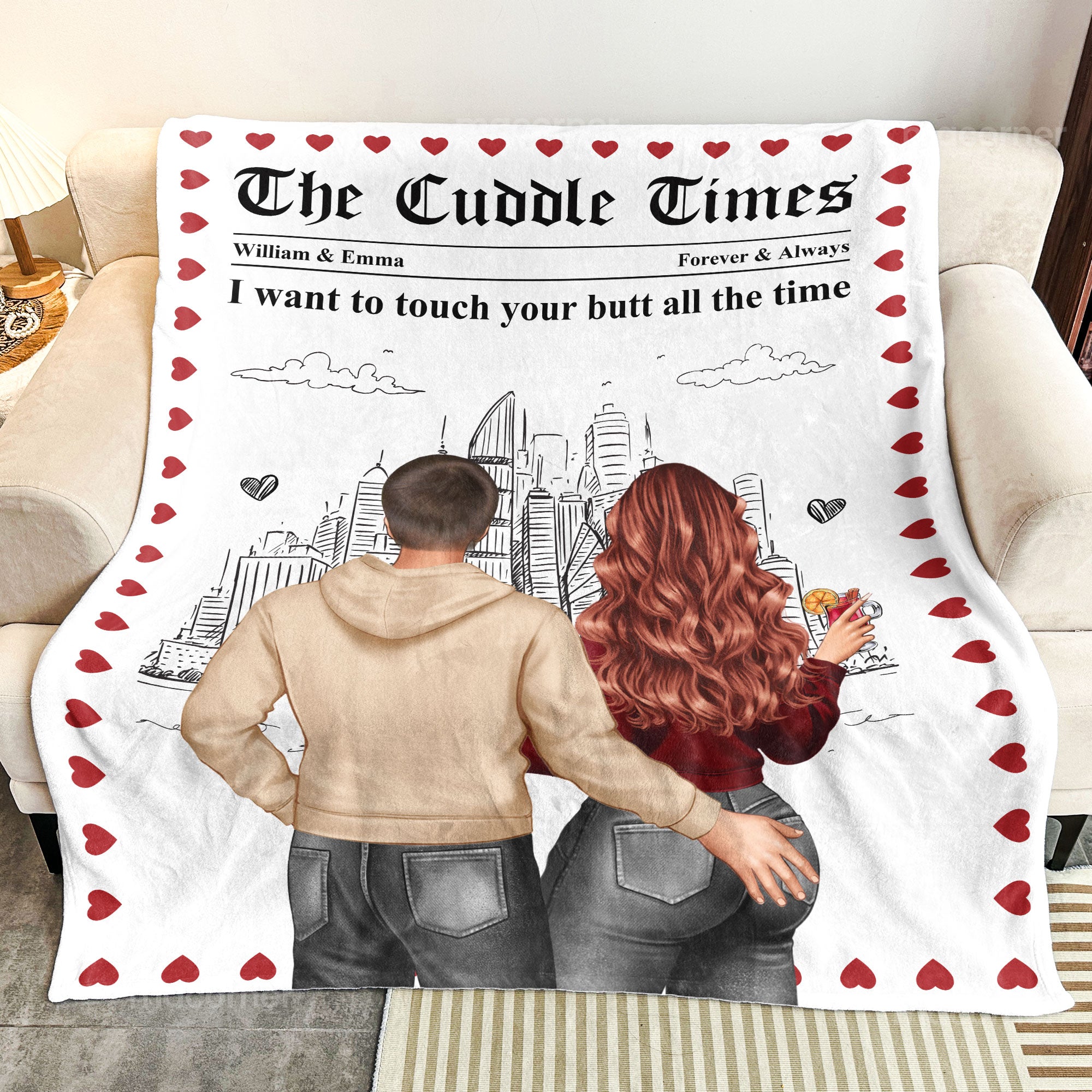 The Cuddle Times Naughty Couple - Personalized Blanket