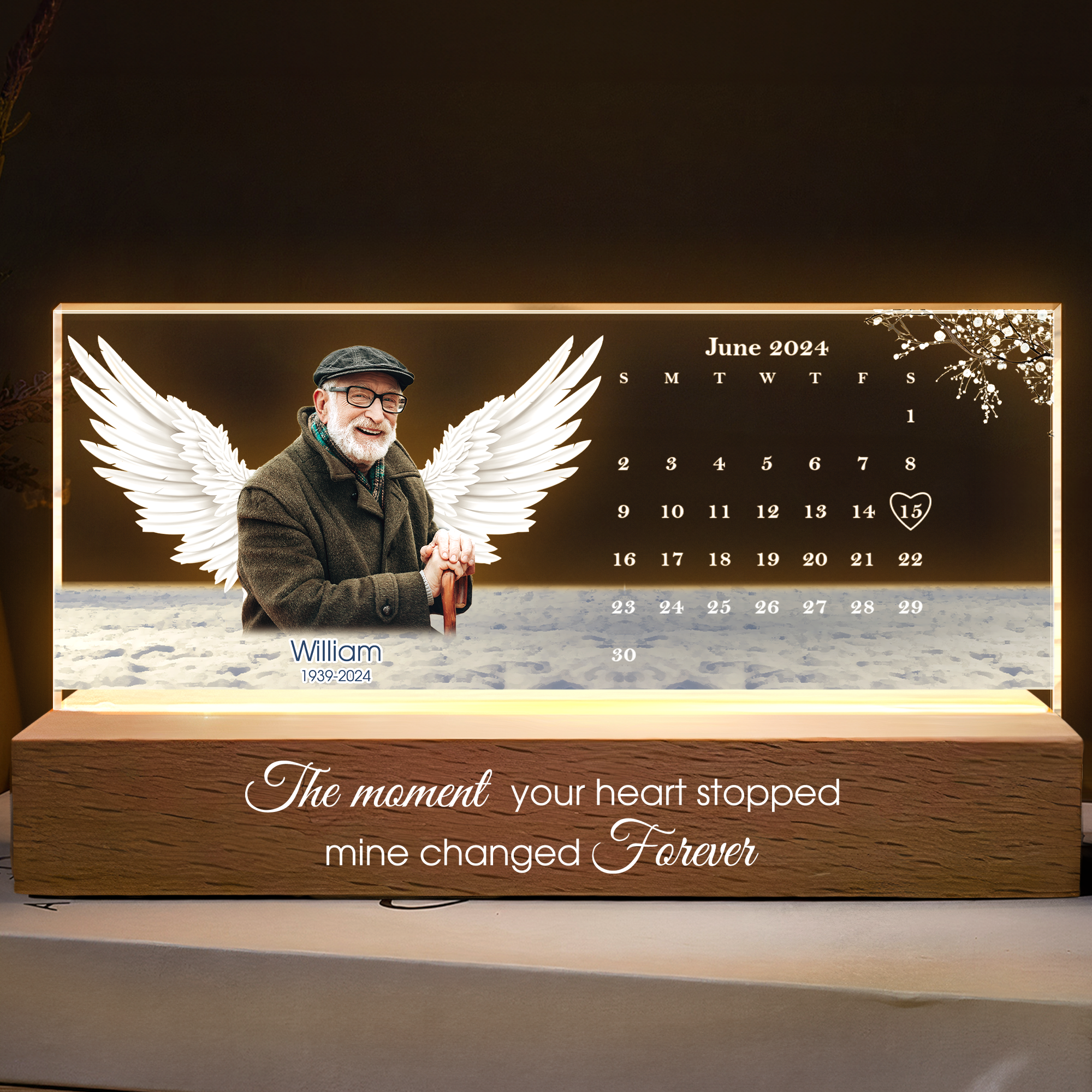 The Day God Called You Home - Personalized Photo LED Night Light