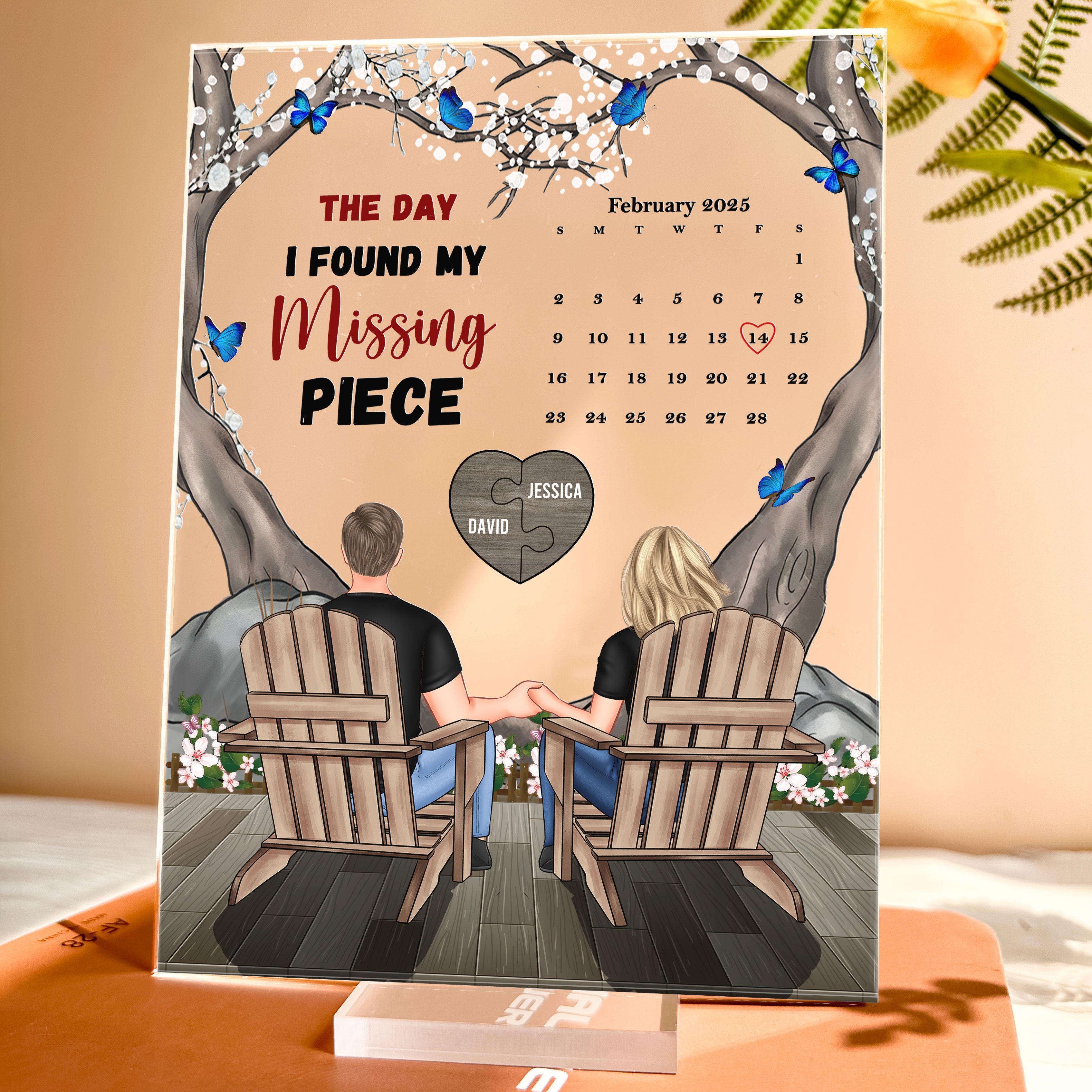 The Day I Found My Missing Piece - Personalized Acrylic Plaque - Calendar