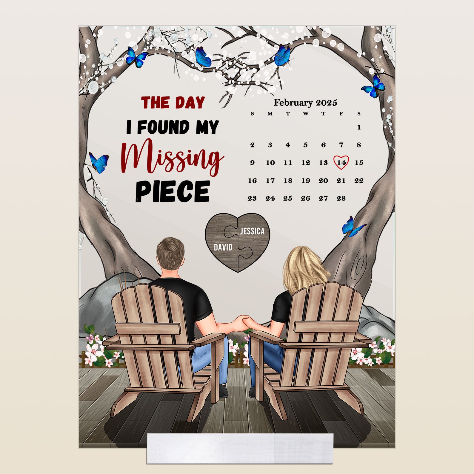 The Day I Found My Missing Piece - Personalized Acrylic Plaque - Calendar