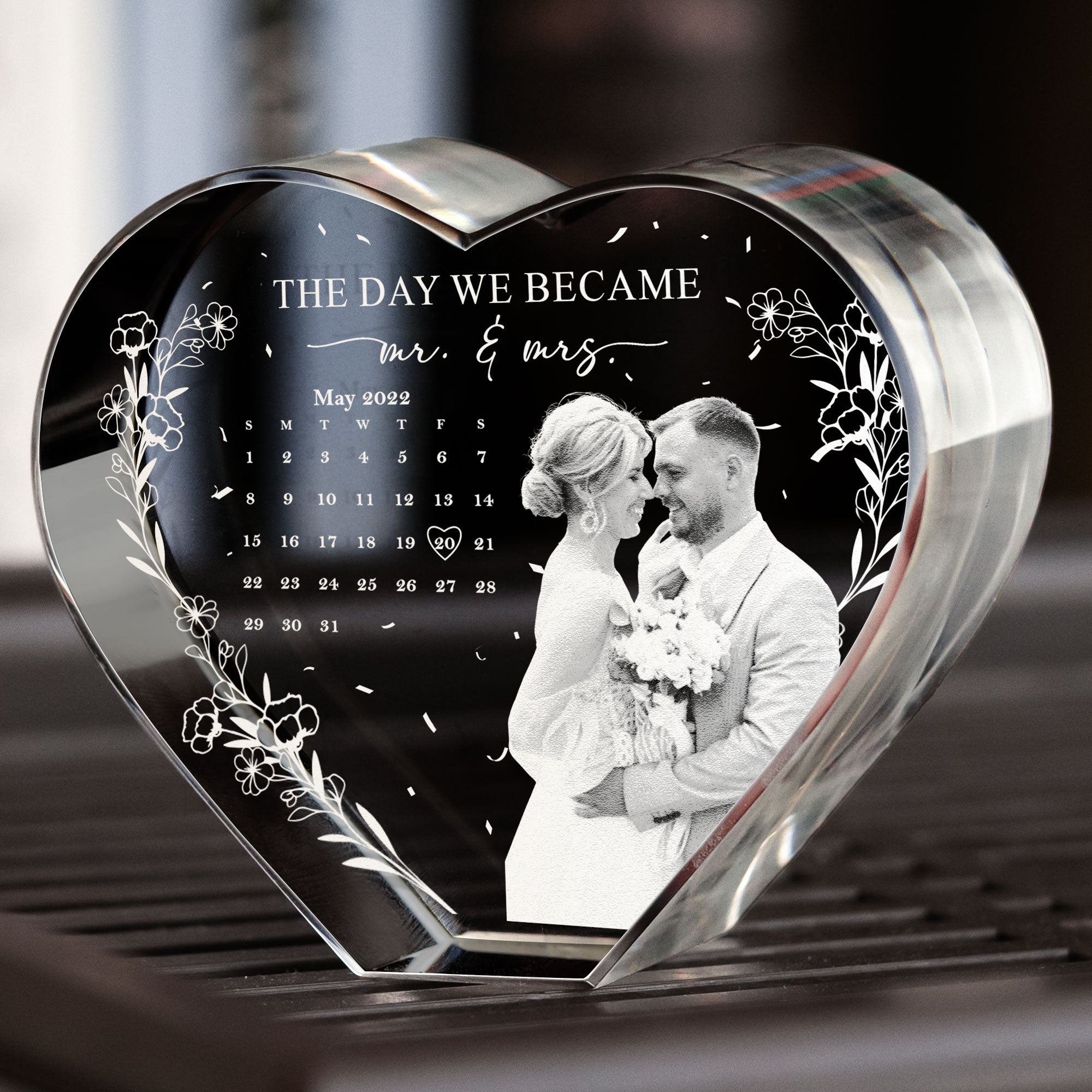 The Day We Became Mr. & Mrs. - Custom 3D Crystal Photo