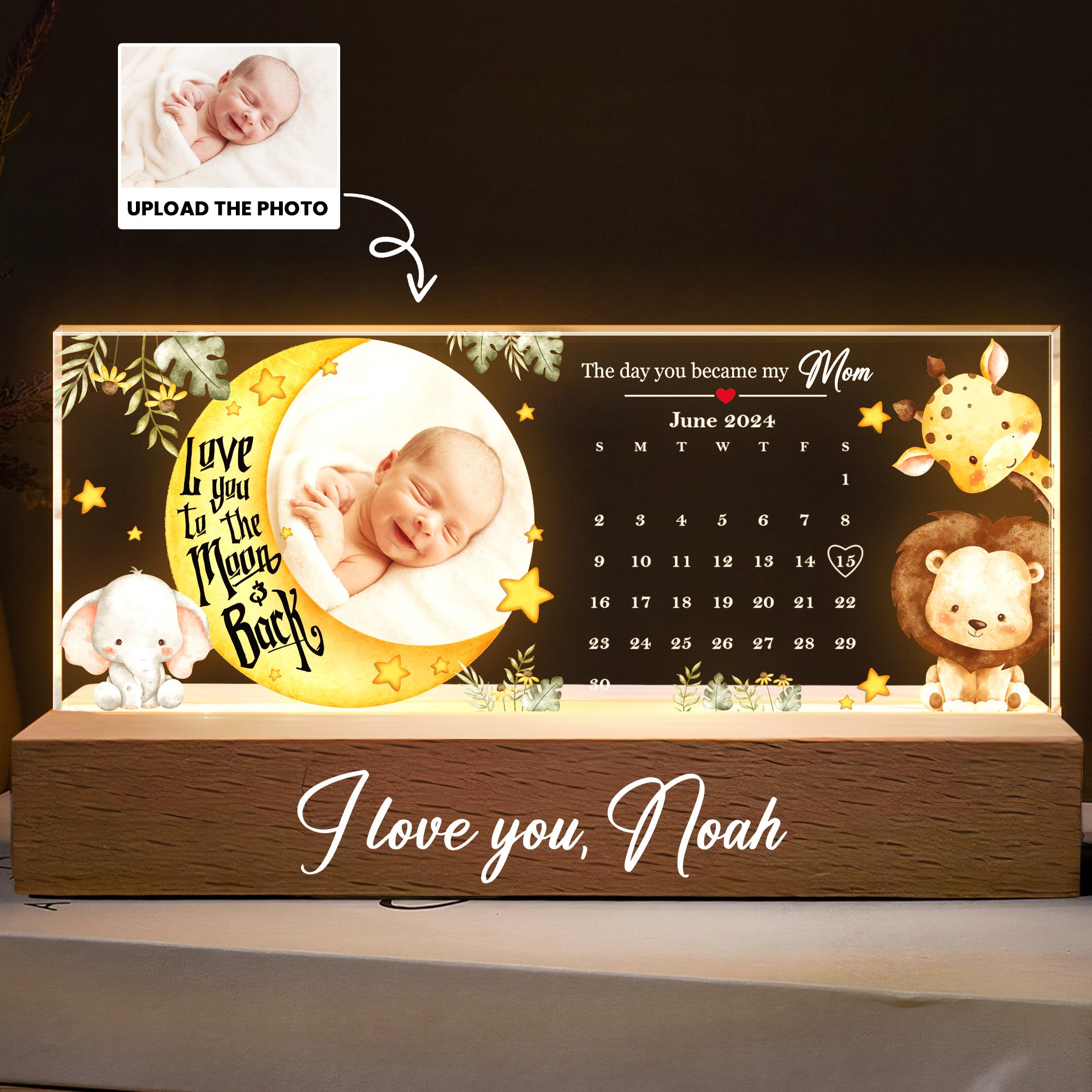 The Day You Became My Mom First Mom New Mom - Personalized Photo LED Night Light