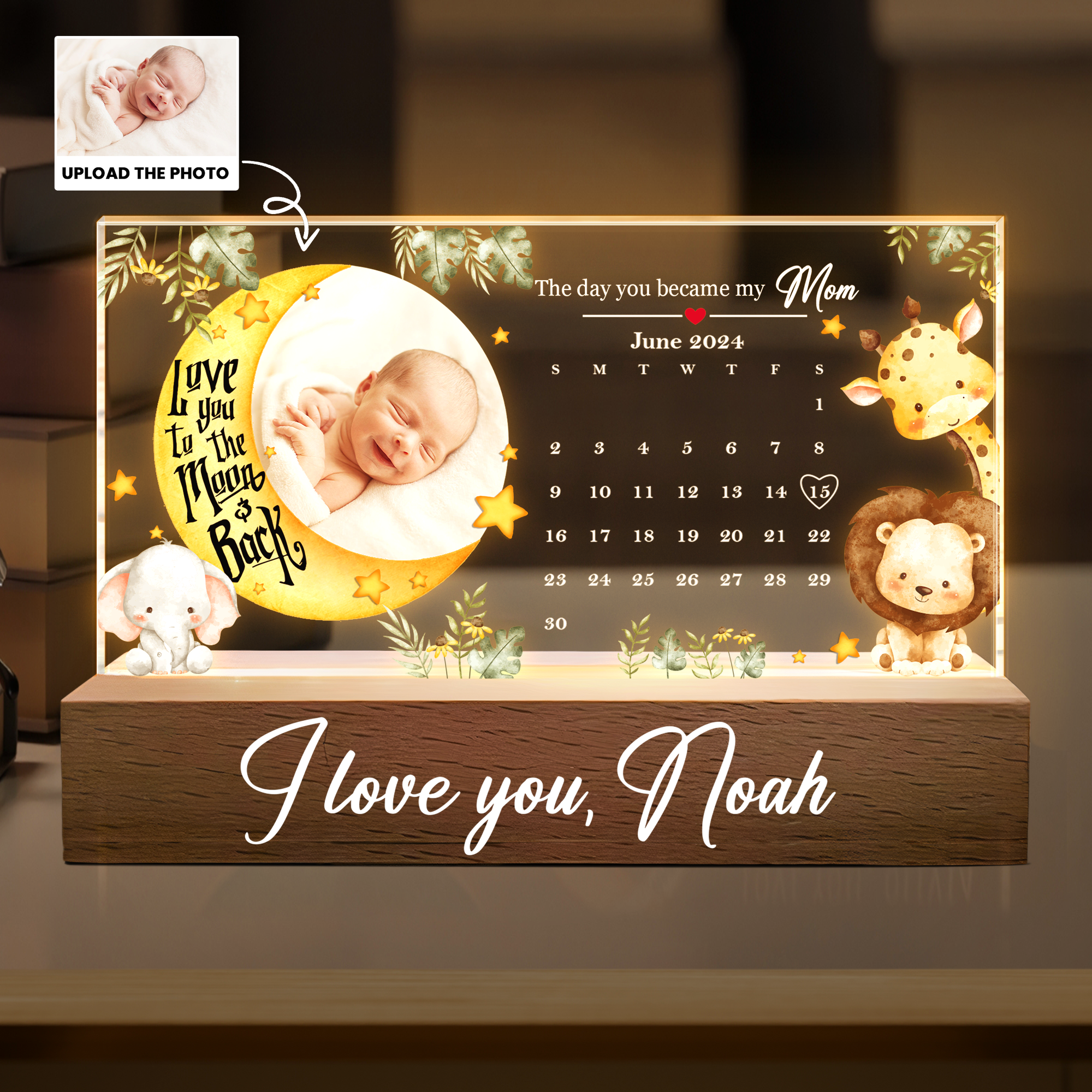 The Day You Became My Mom First Mom New Mom - Personalized Photo LED Night Light