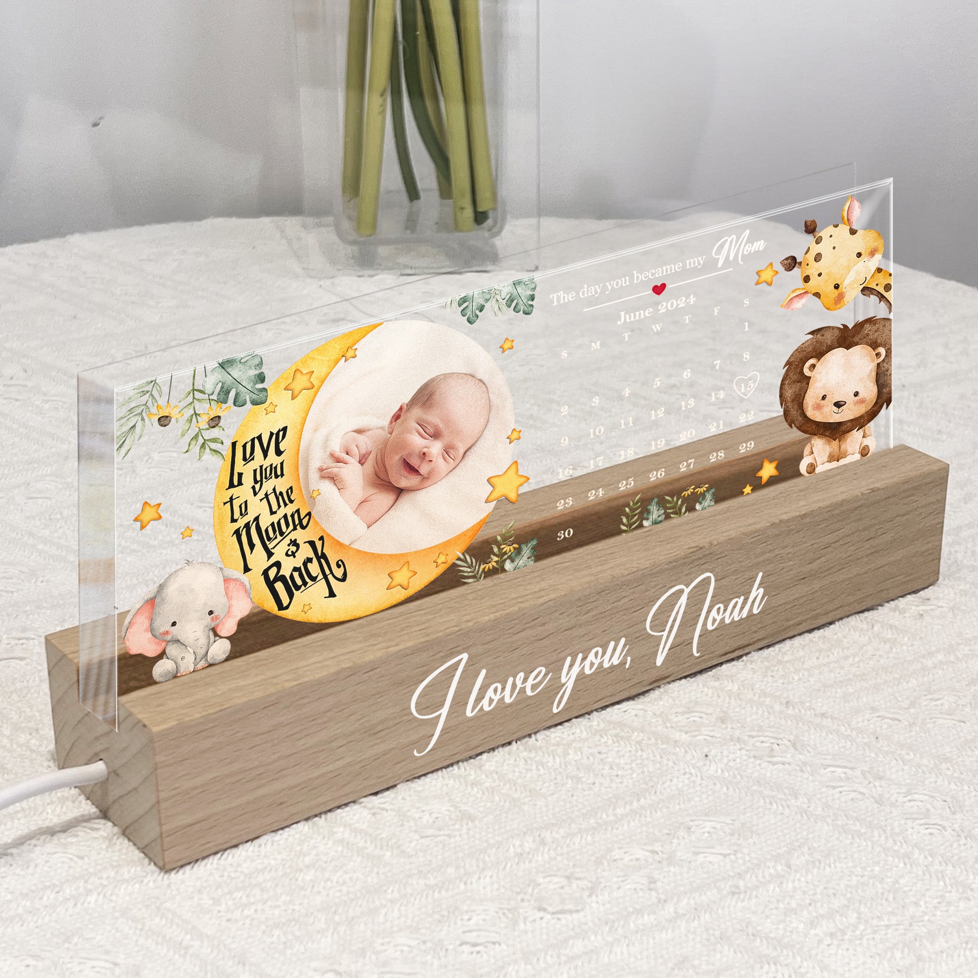 The Day You Became My Mom First Mom New Mom - Personalized Photo LED Night Light