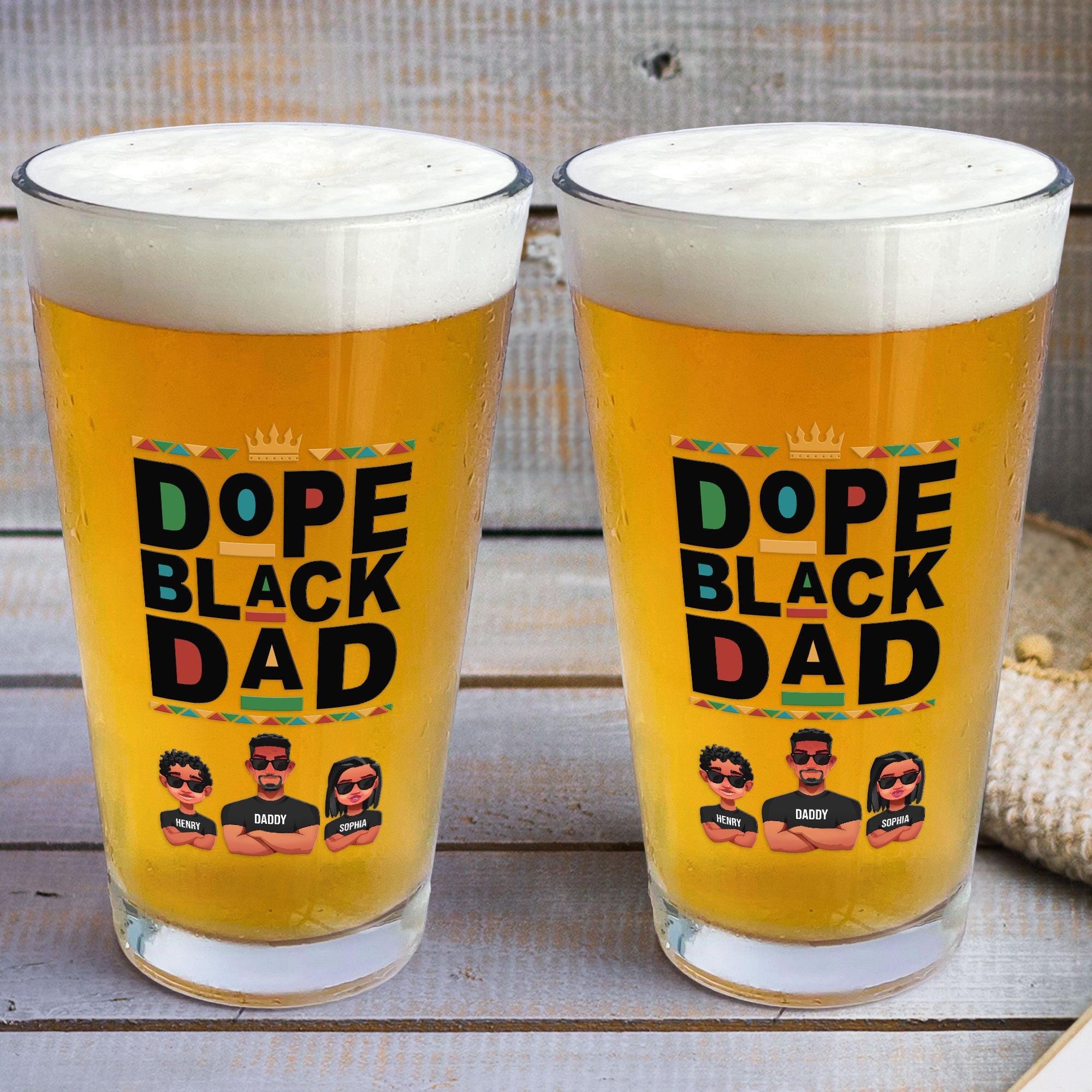 The Dope Black Dad - Personalized Beer Glass