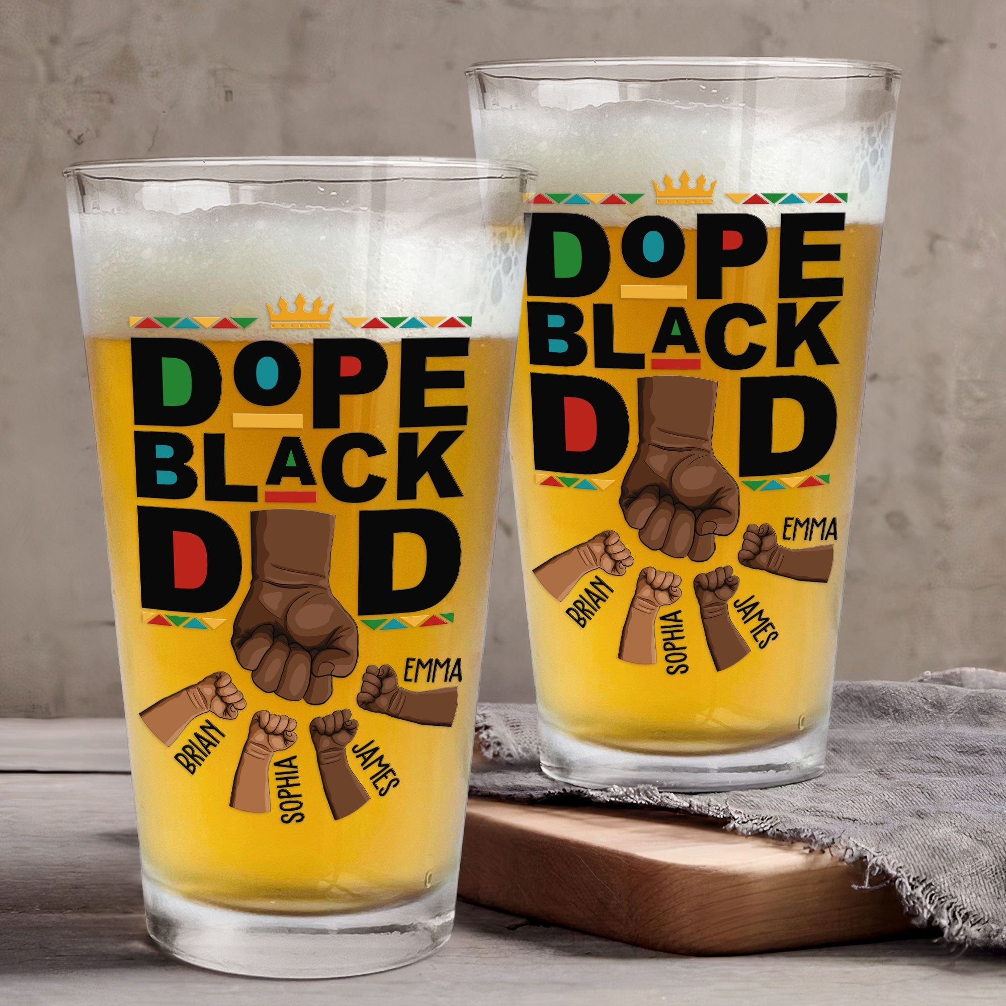 The Dope Dad Fist Bump - Personalized Beer Glass