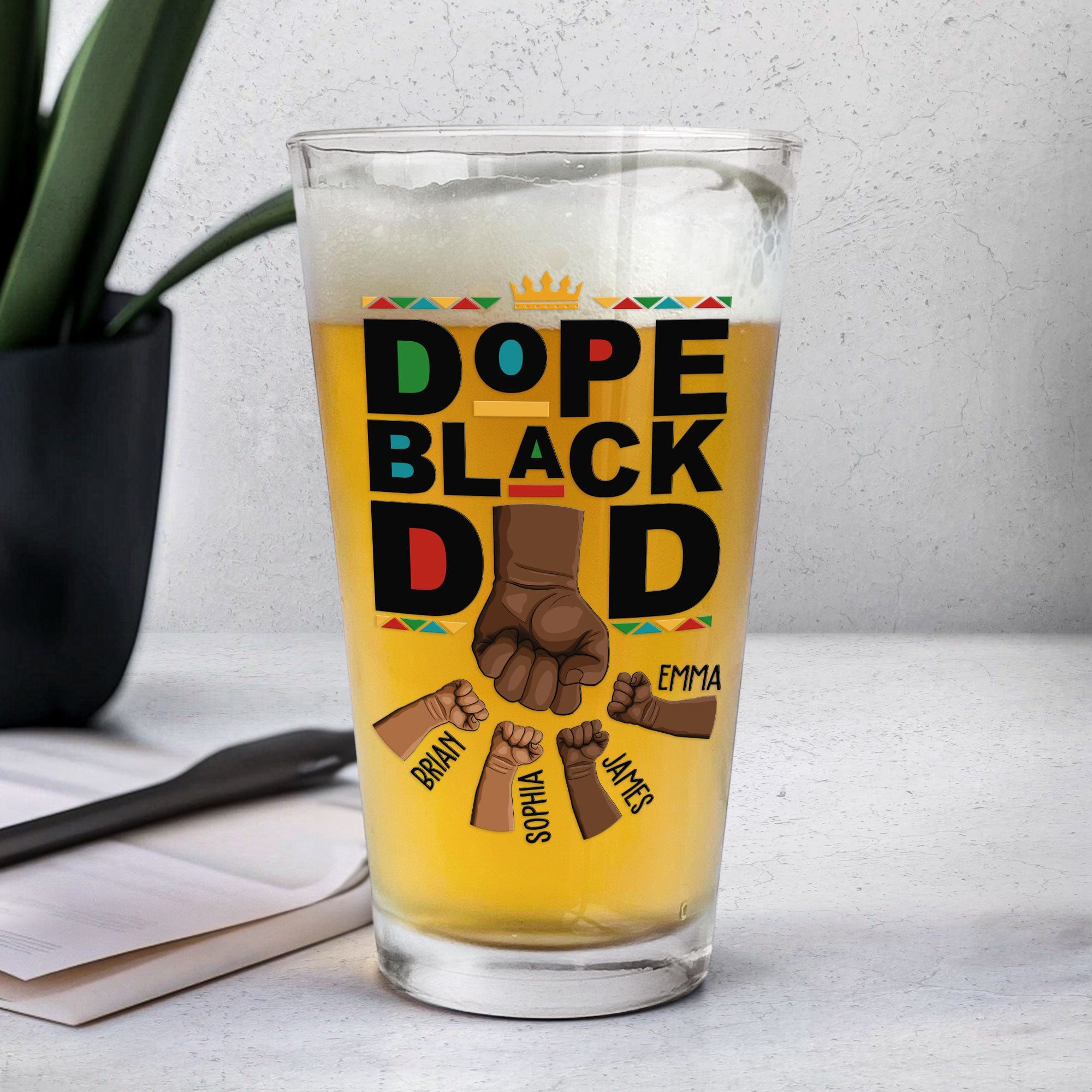 The Dope Dad Fist Bump - Personalized Beer Glass