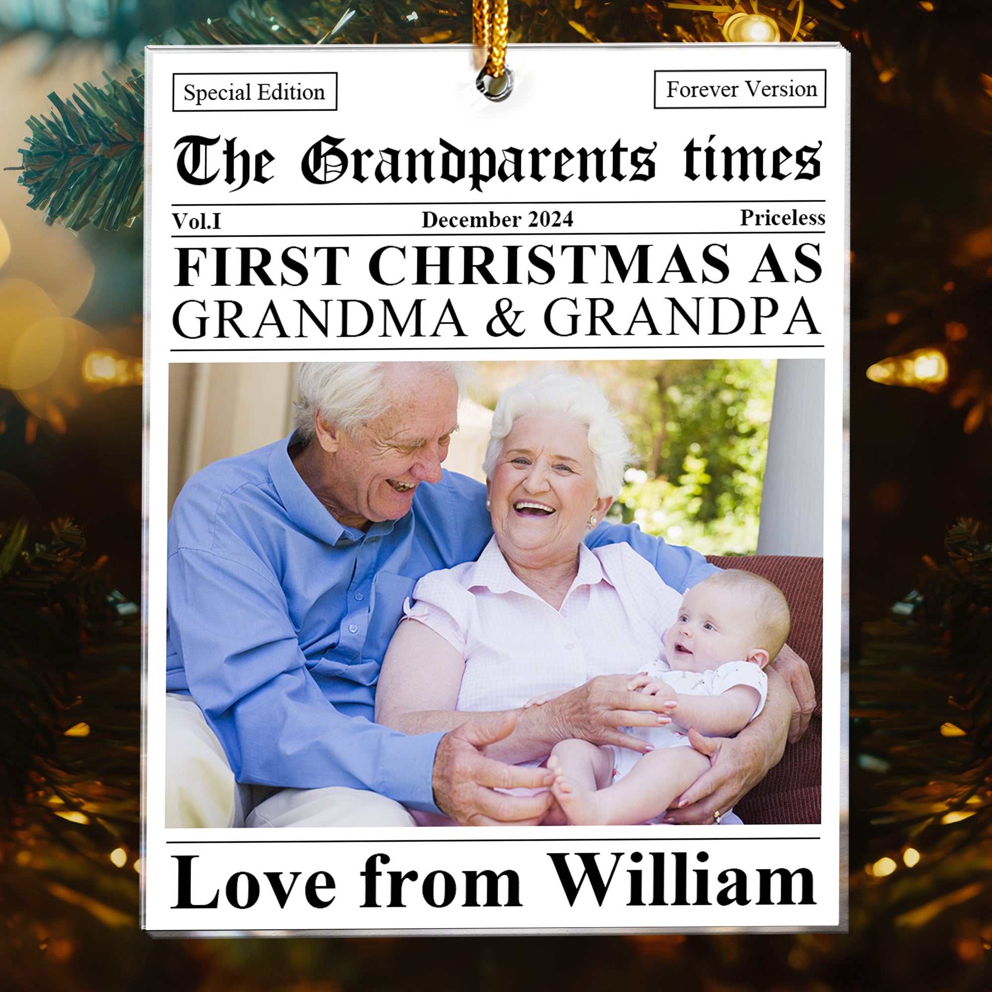 The First Christmas Grandparents Times - Personalized Acrylic Photo Ornament