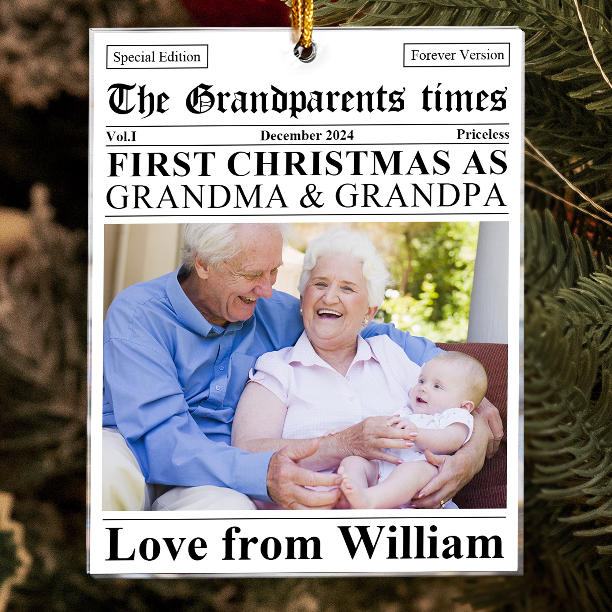 The First Christmas Grandparents Times - Personalized Acrylic Photo Ornament