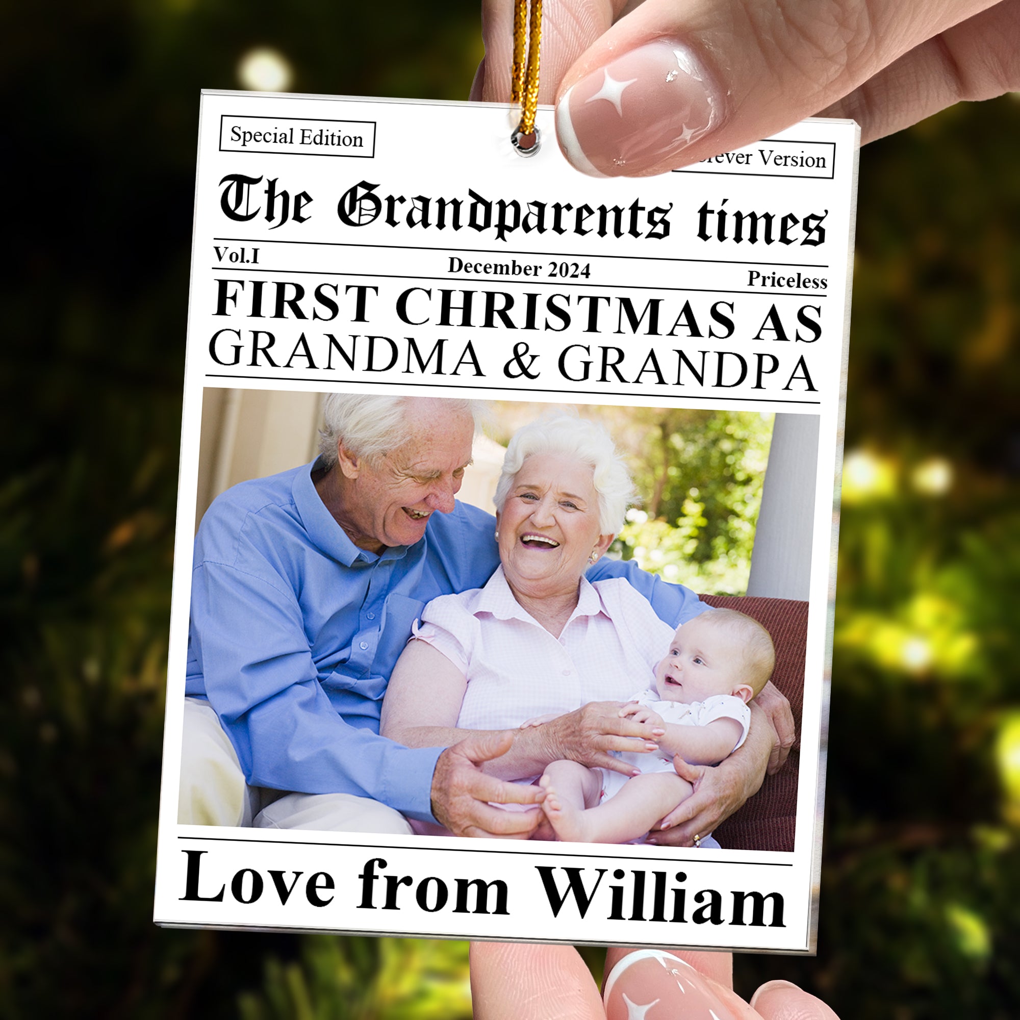 The First Christmas Grandparents Times - Personalized Acrylic Photo Ornament