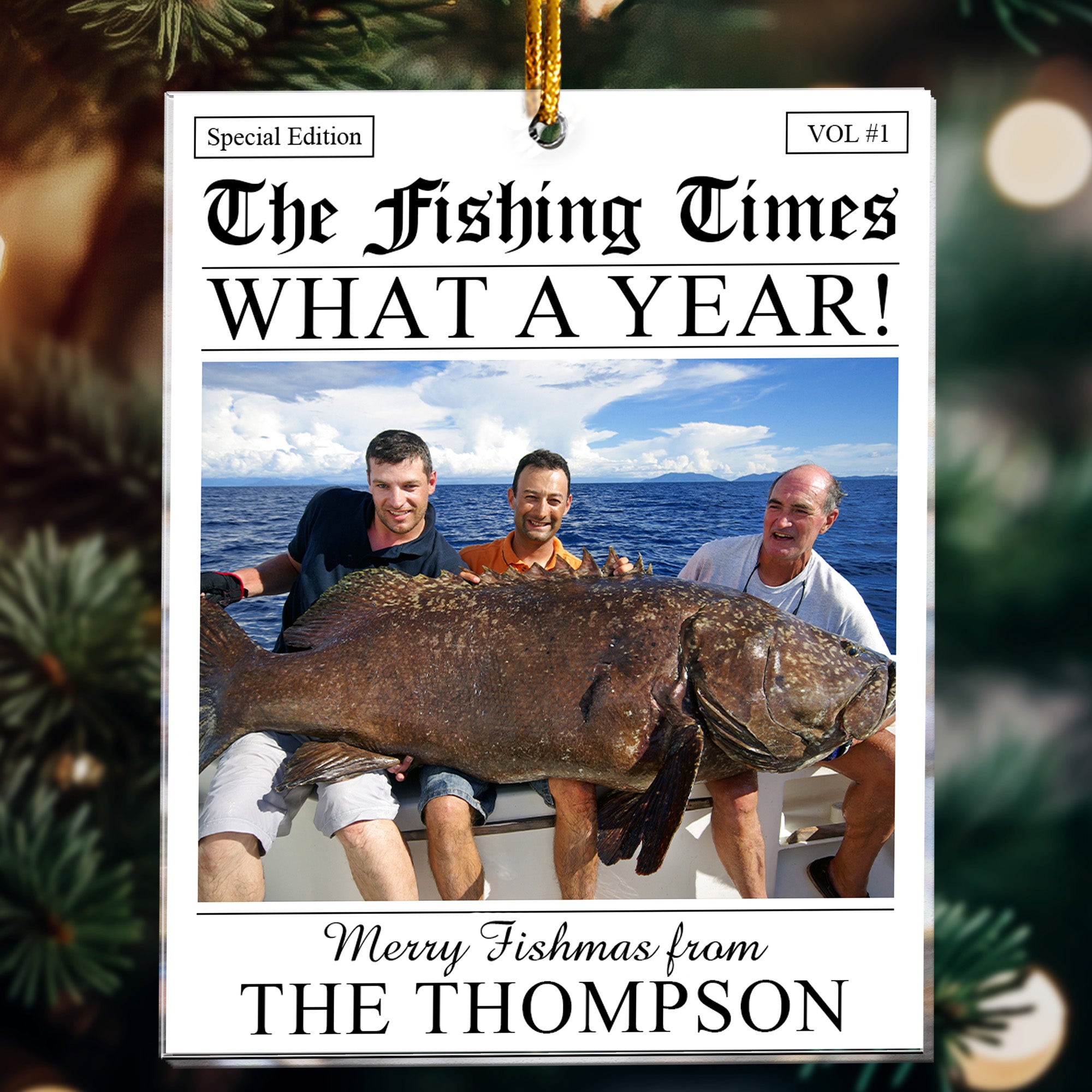 The Fishing Times - Merry Fishmas - Gifts For Fishing Lovers - Personalized Acrylic Photo Ornament