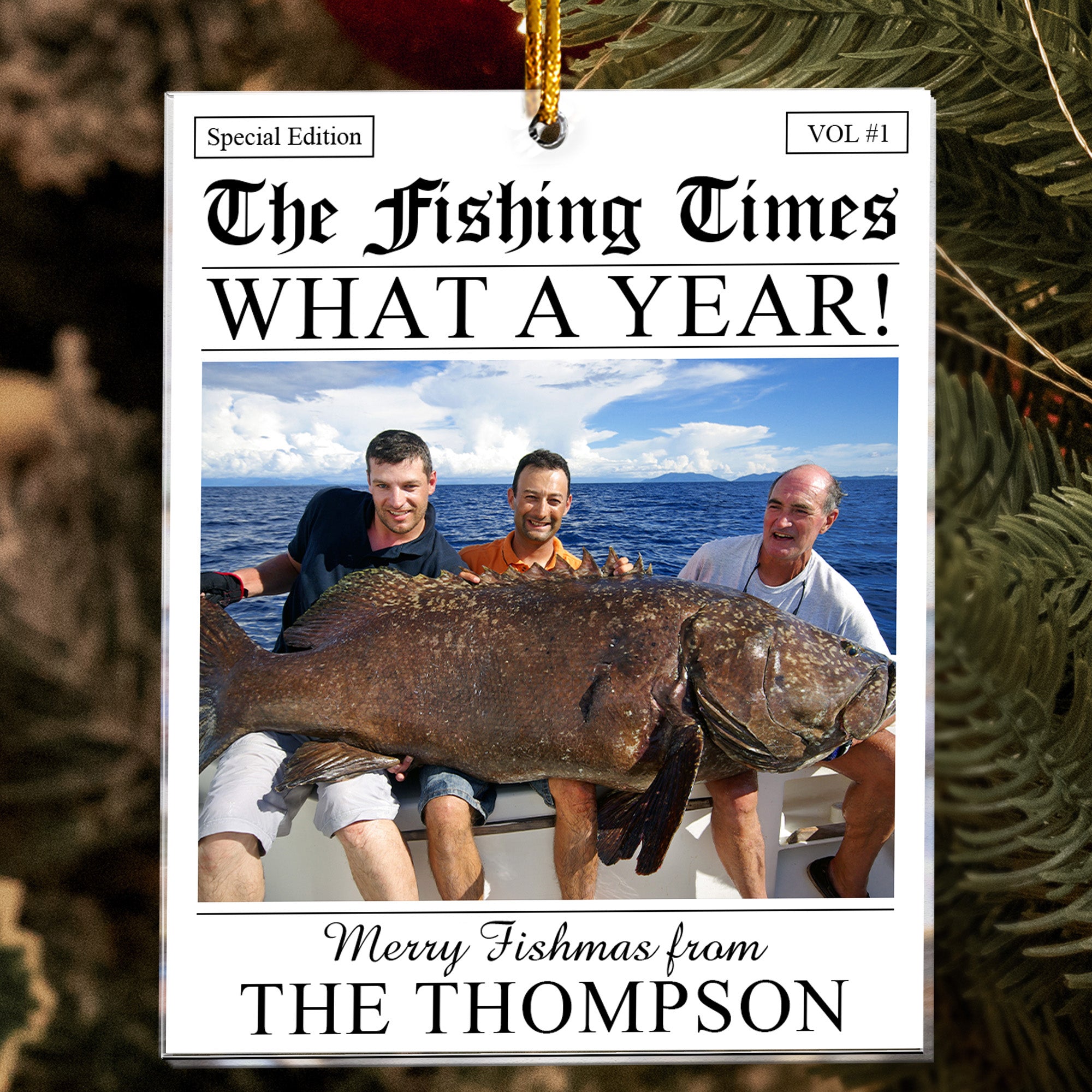 The Fishing Times - Merry Fishmas - Gifts For Fishing Lovers - Personalized Acrylic Photo Ornament