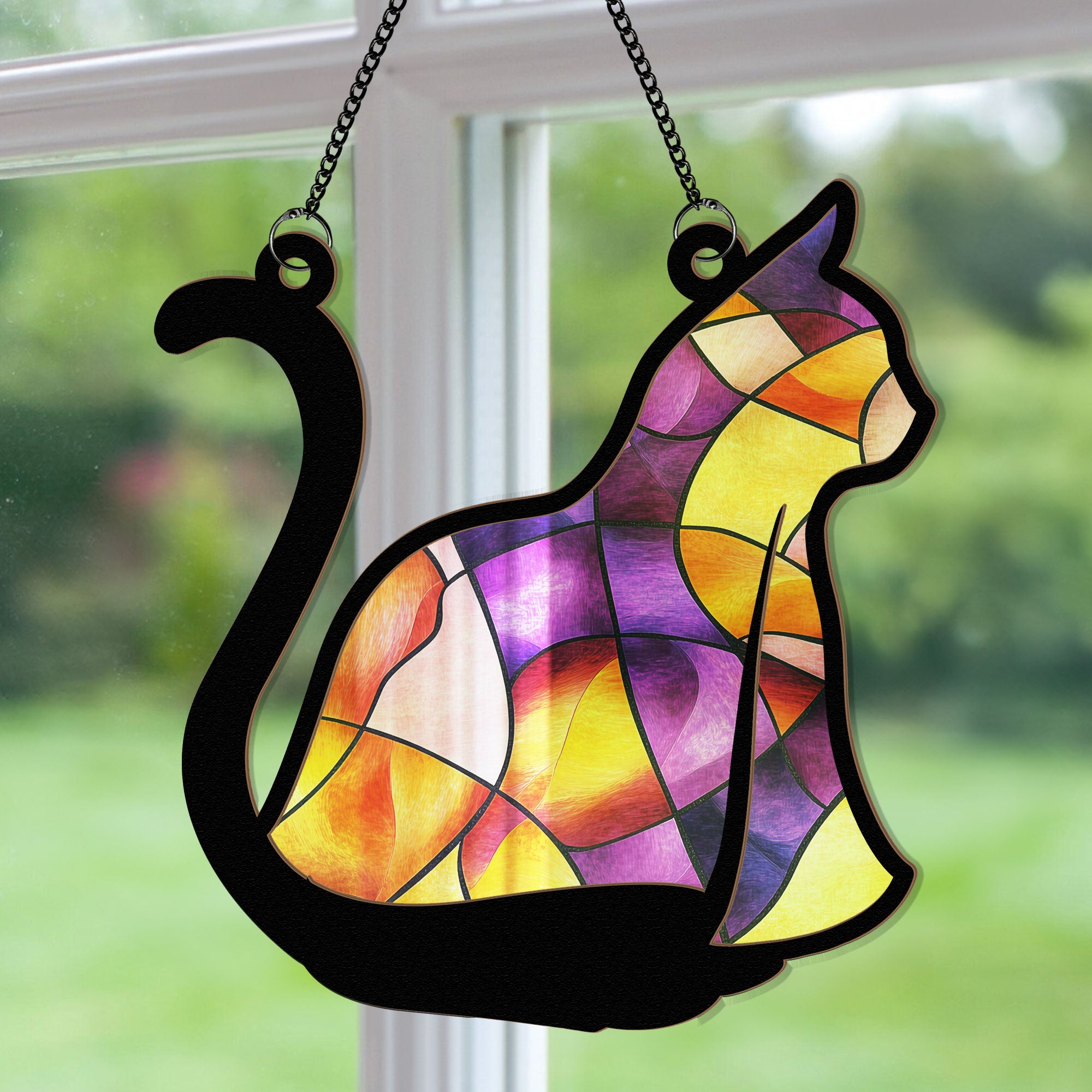 The Ghost Cat - Personalized Window Hanging Suncatcher Ornament