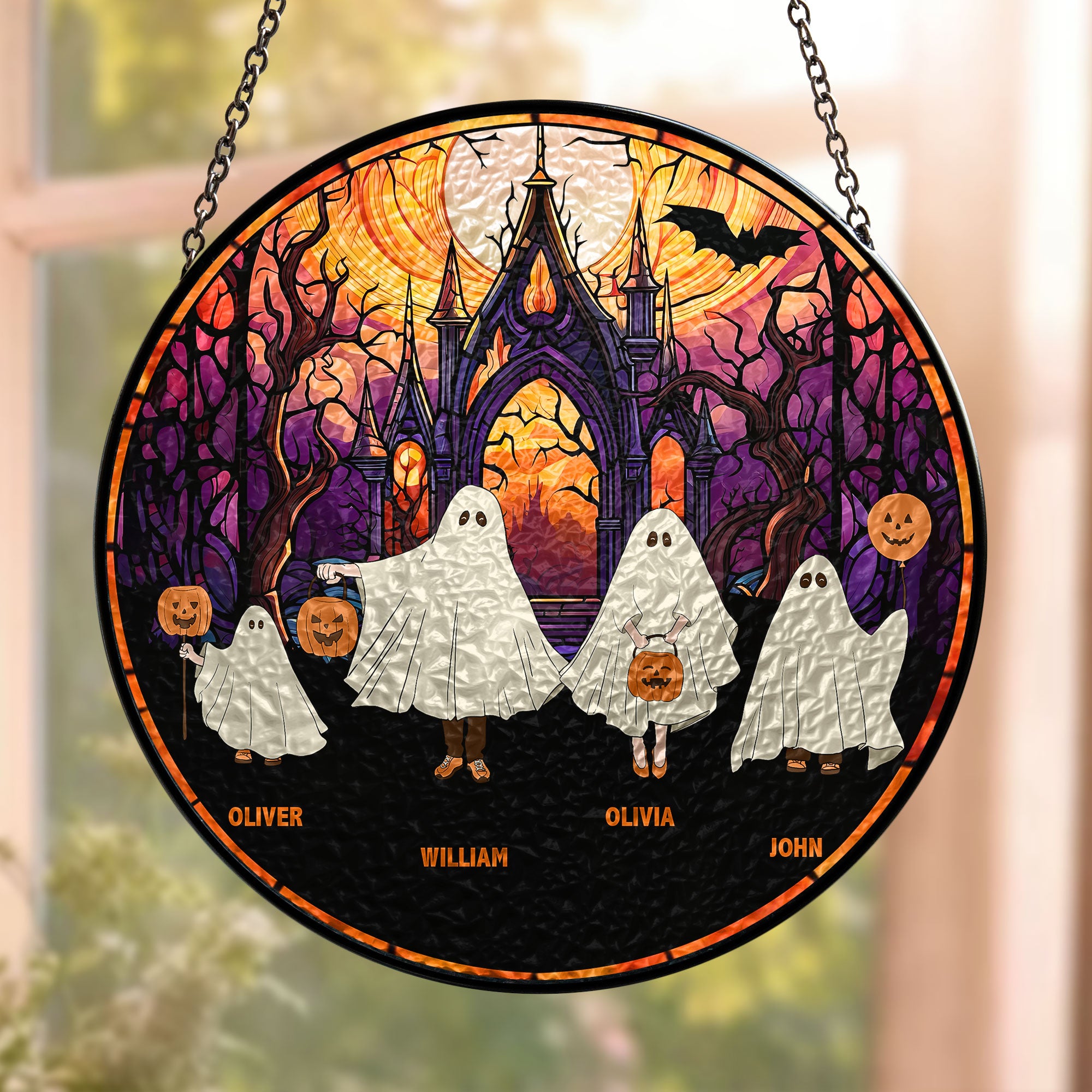 The Ghost Family - Personalized Stained Glass Window Hanging Suncatcher