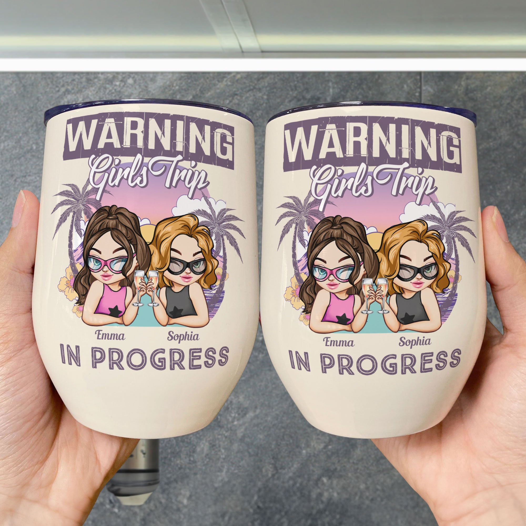 The Girls Are Drinking Again - Retro Summer - Personalized Wine Tumbler