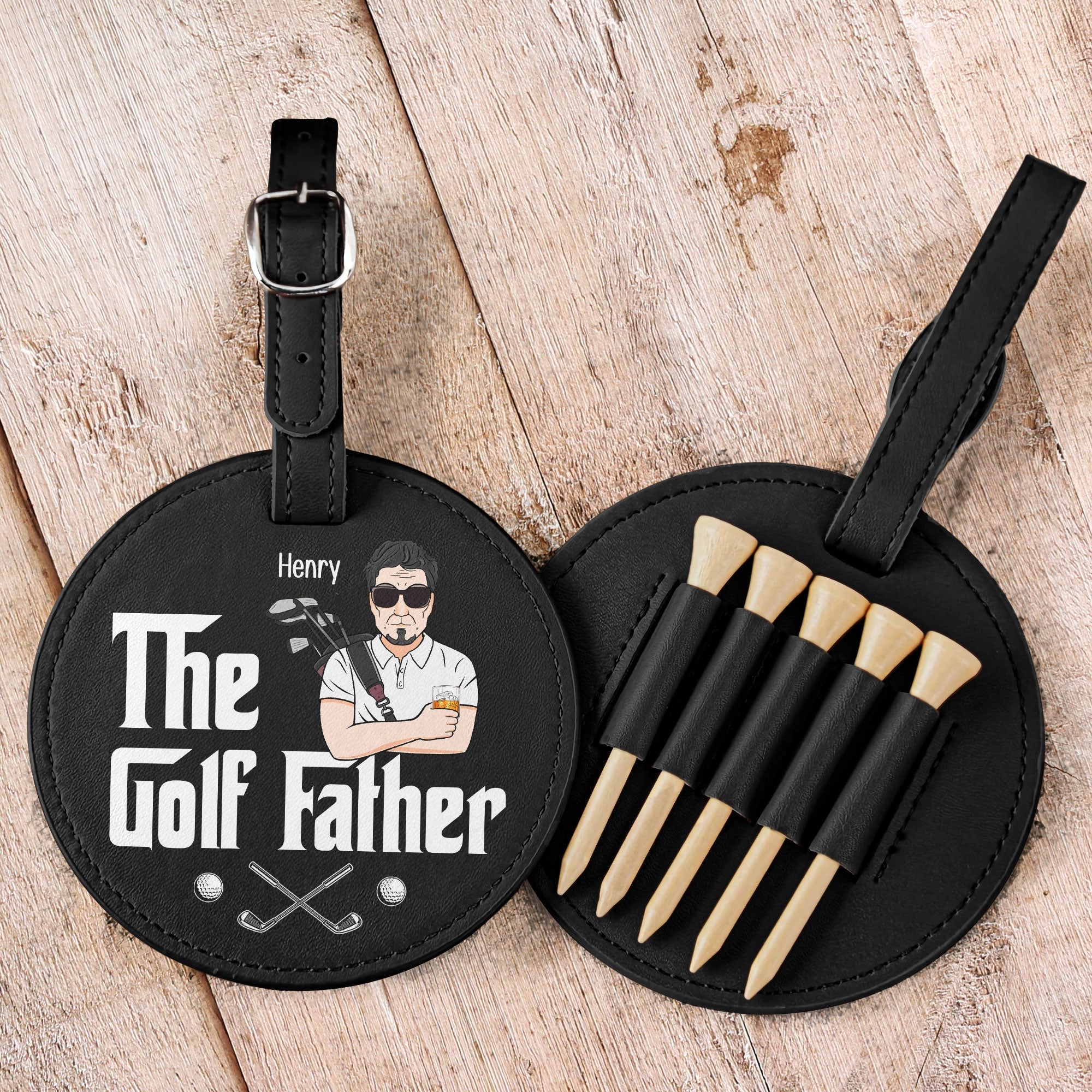 The Golf Father - Personalized Leather Golf Bag Tag