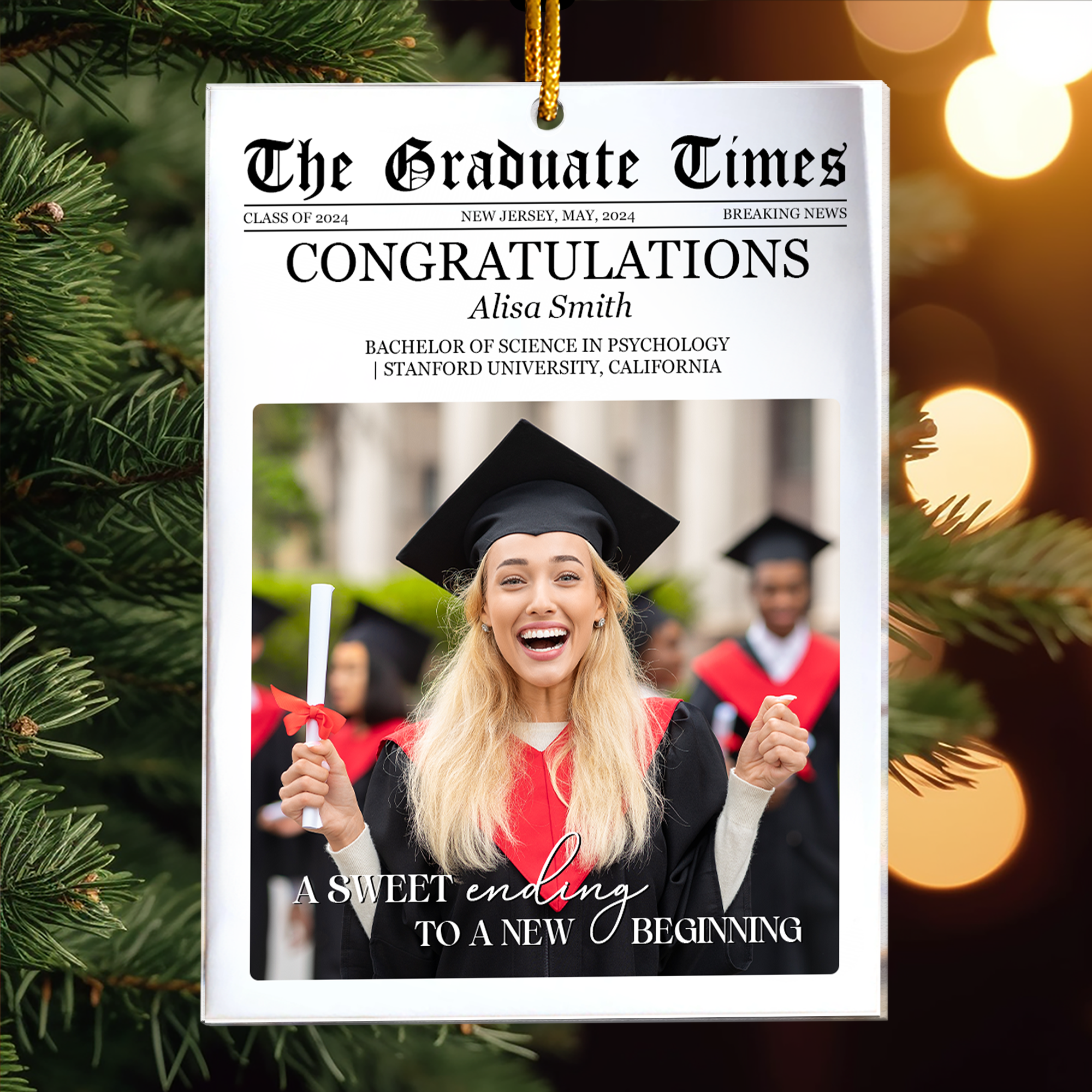 The Graduate Times - A Sweet Ending To A New Beginning - Personalized Acrylic Photo Ornament