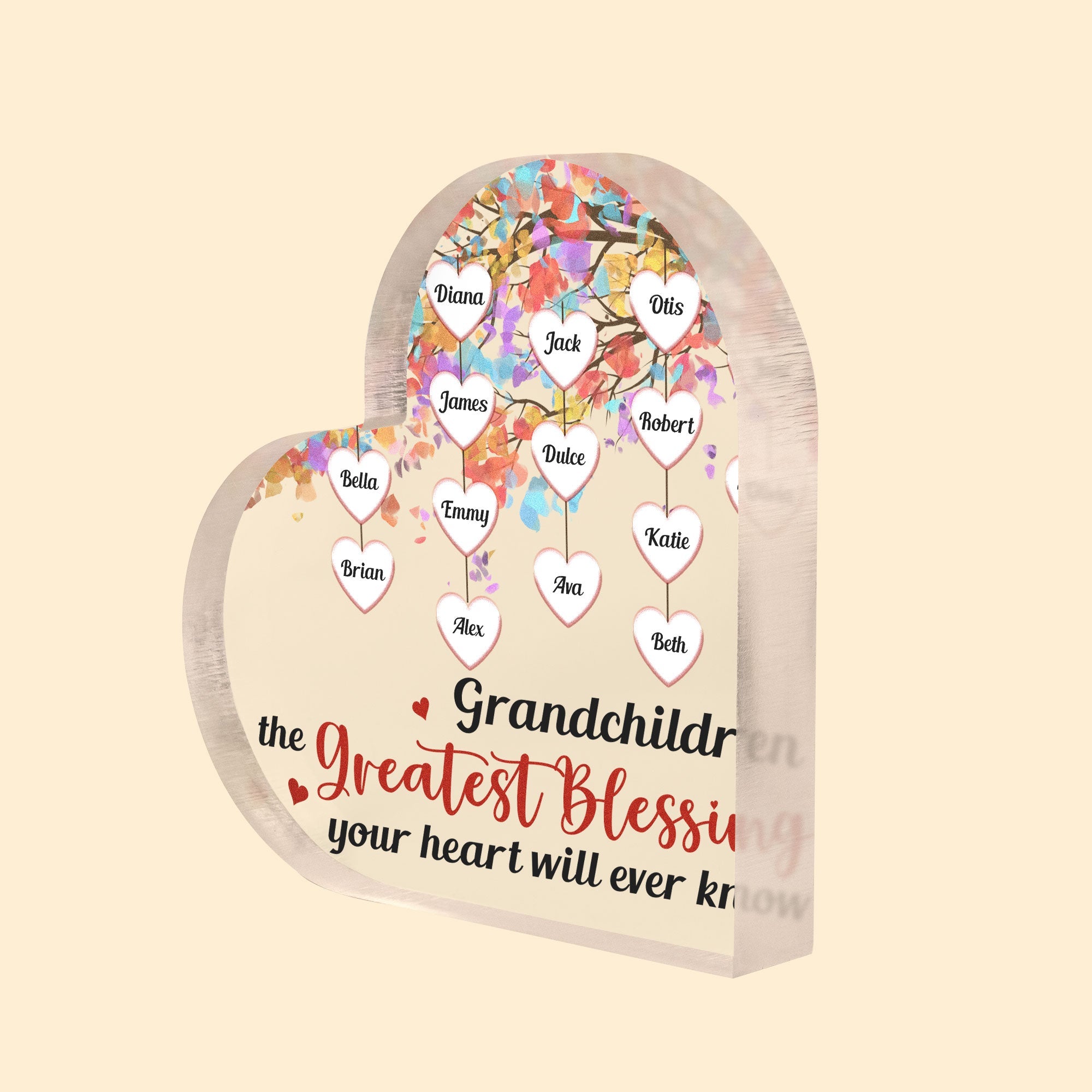 The Greatest Blessing For Your Heart - Personalized Heart Shaped Acrylic Plaque