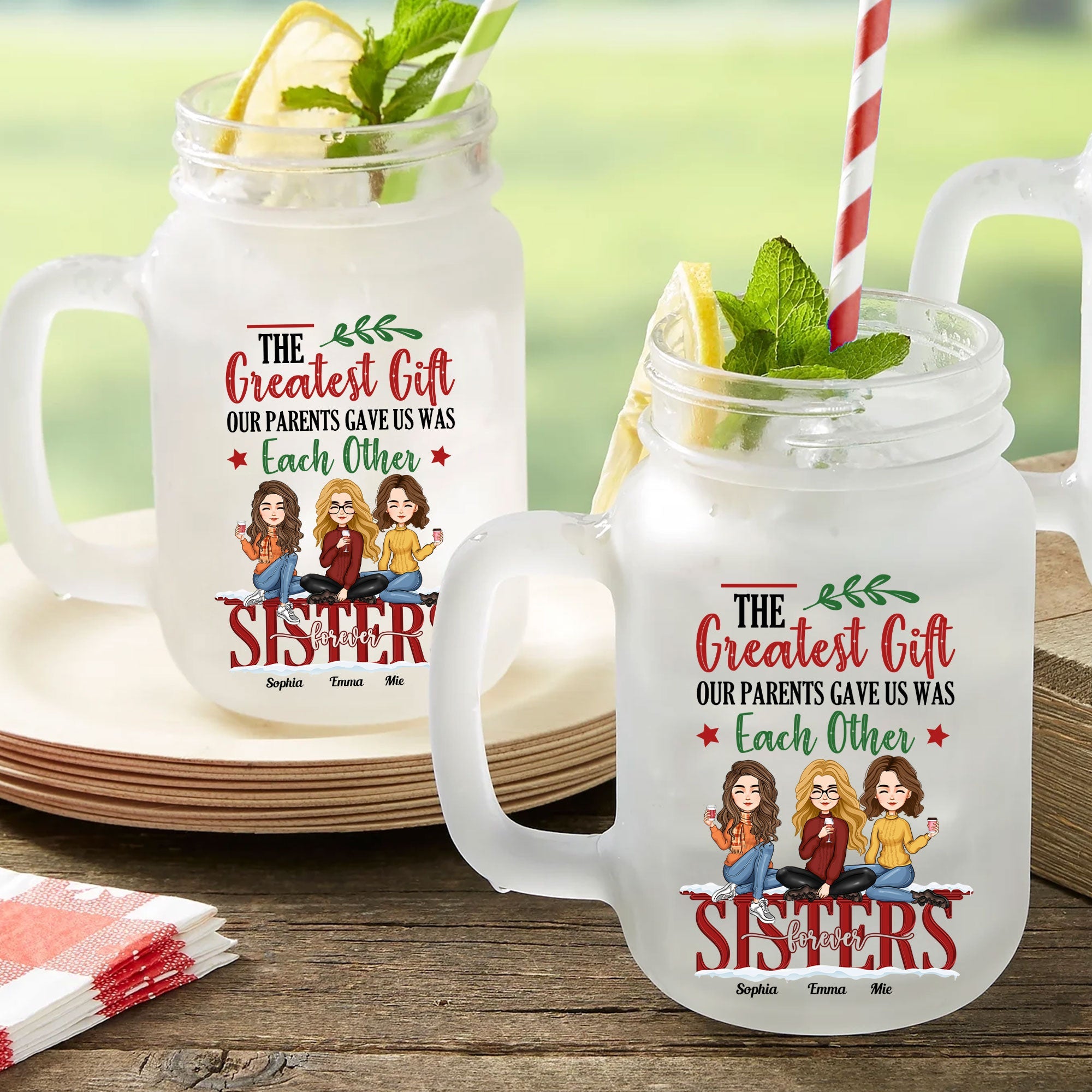 The Greatest Gift - Personalized Mason Jar Cup With Straw