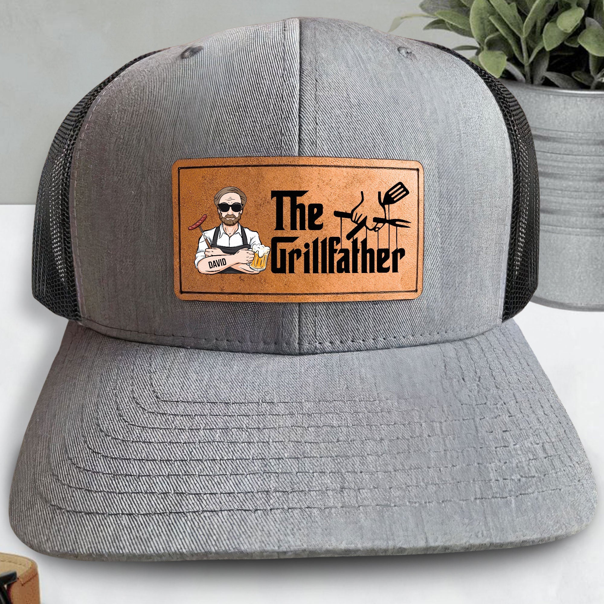 The Grillfather - Personalized Leather Patch Hat