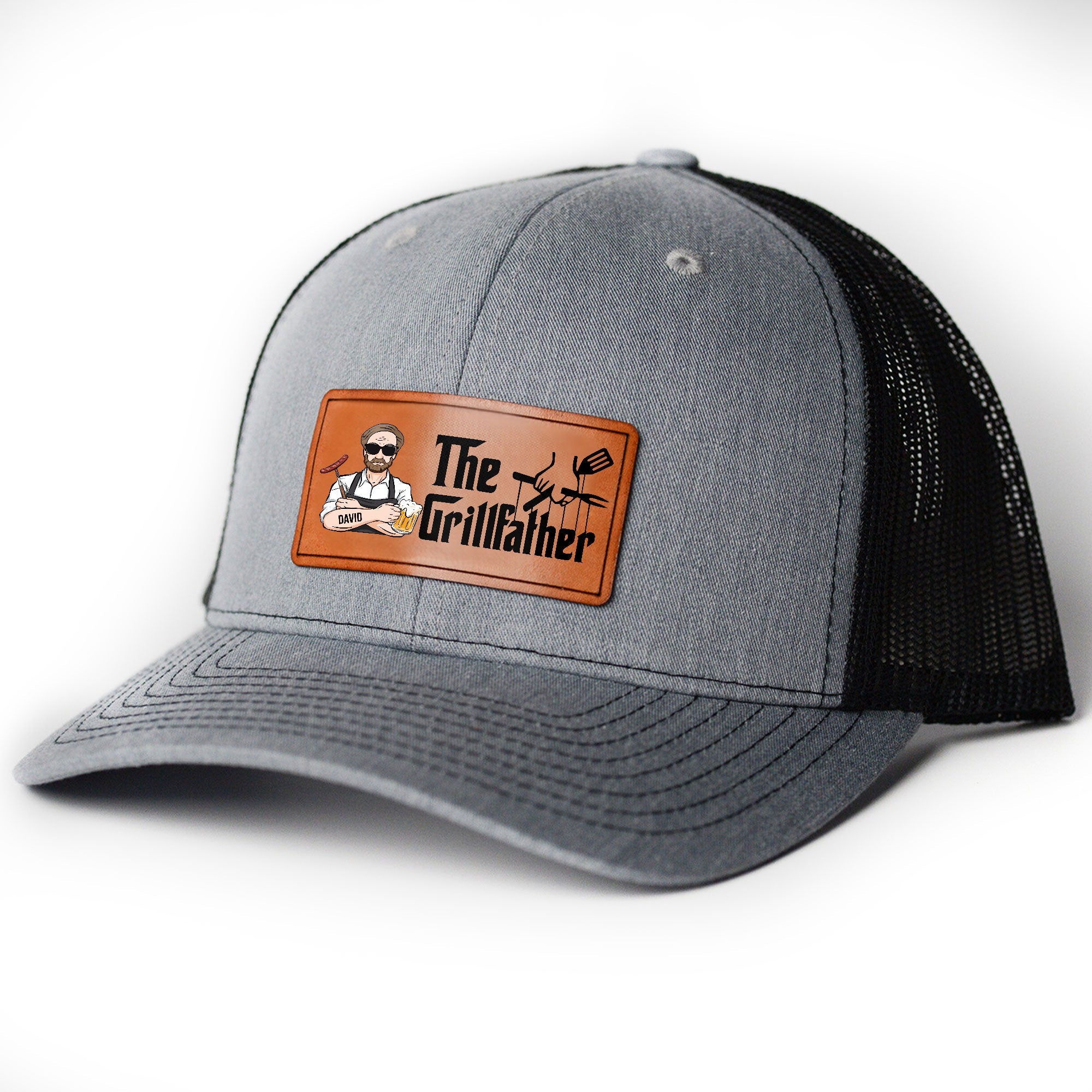 The Grillfather - Personalized Leather Patch Hat