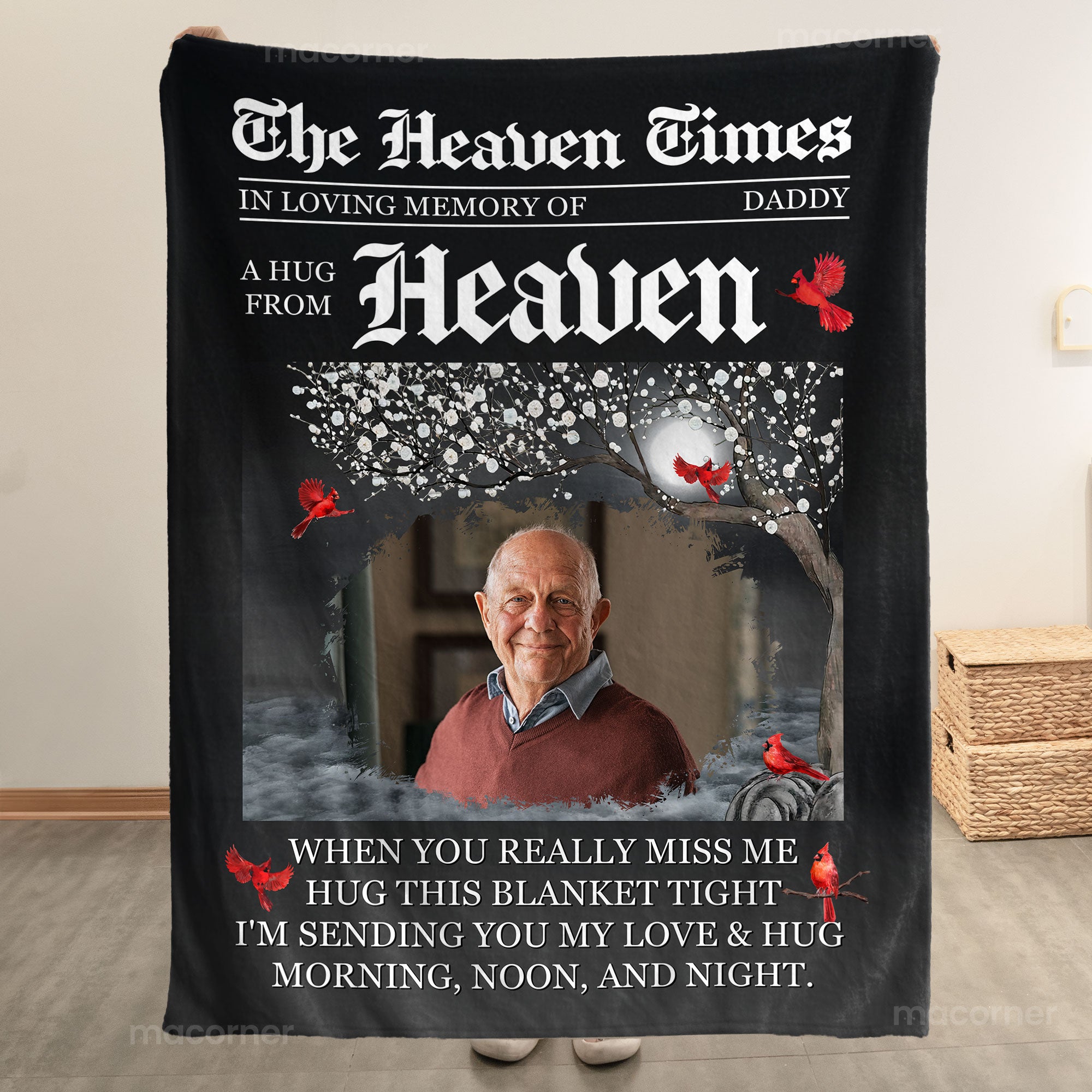 The Heaven Times A Hug From Heaven Memorial Blanket - Personalized Photo Blanket