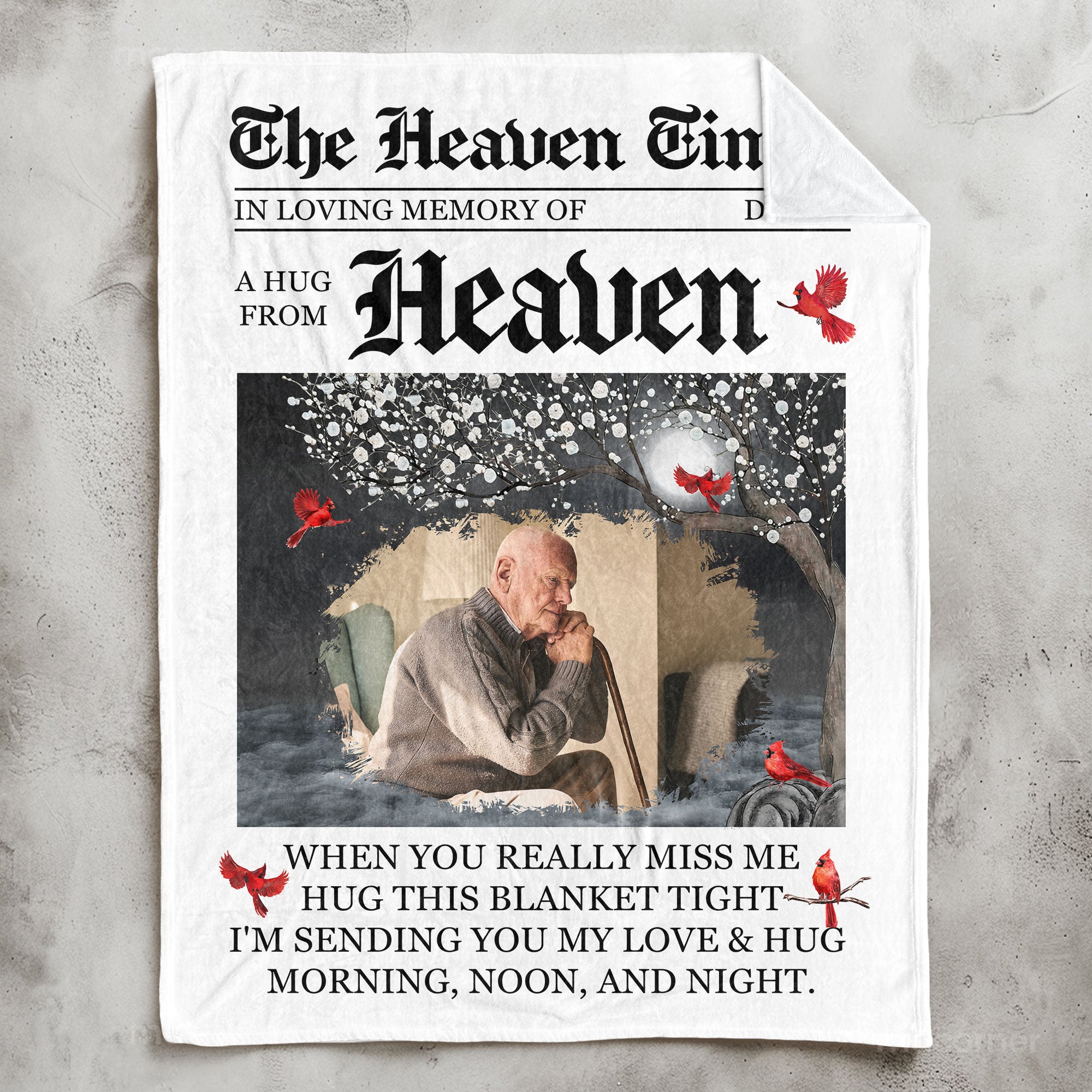 The Heaven Times A Hug From Heaven Memorial Blanket - Personalized Photo Blanket