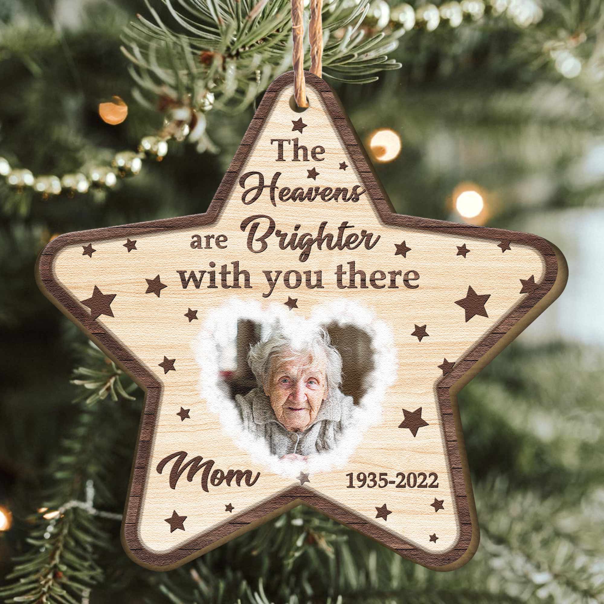 The Heavens Are Brighter With You There - Personalized Wooden Ornament