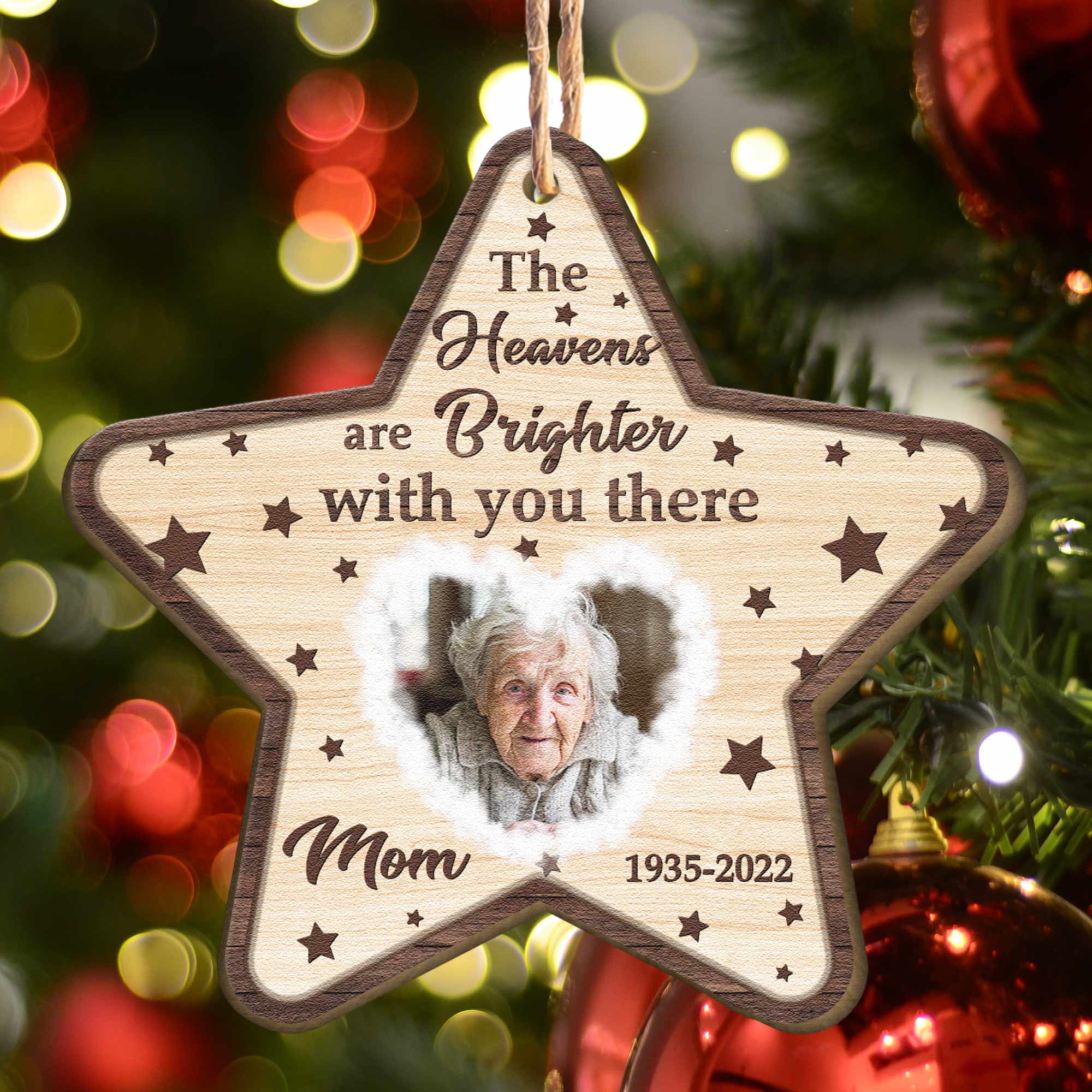 The Heavens Are Brighter With You There - Personalized Wooden Ornament