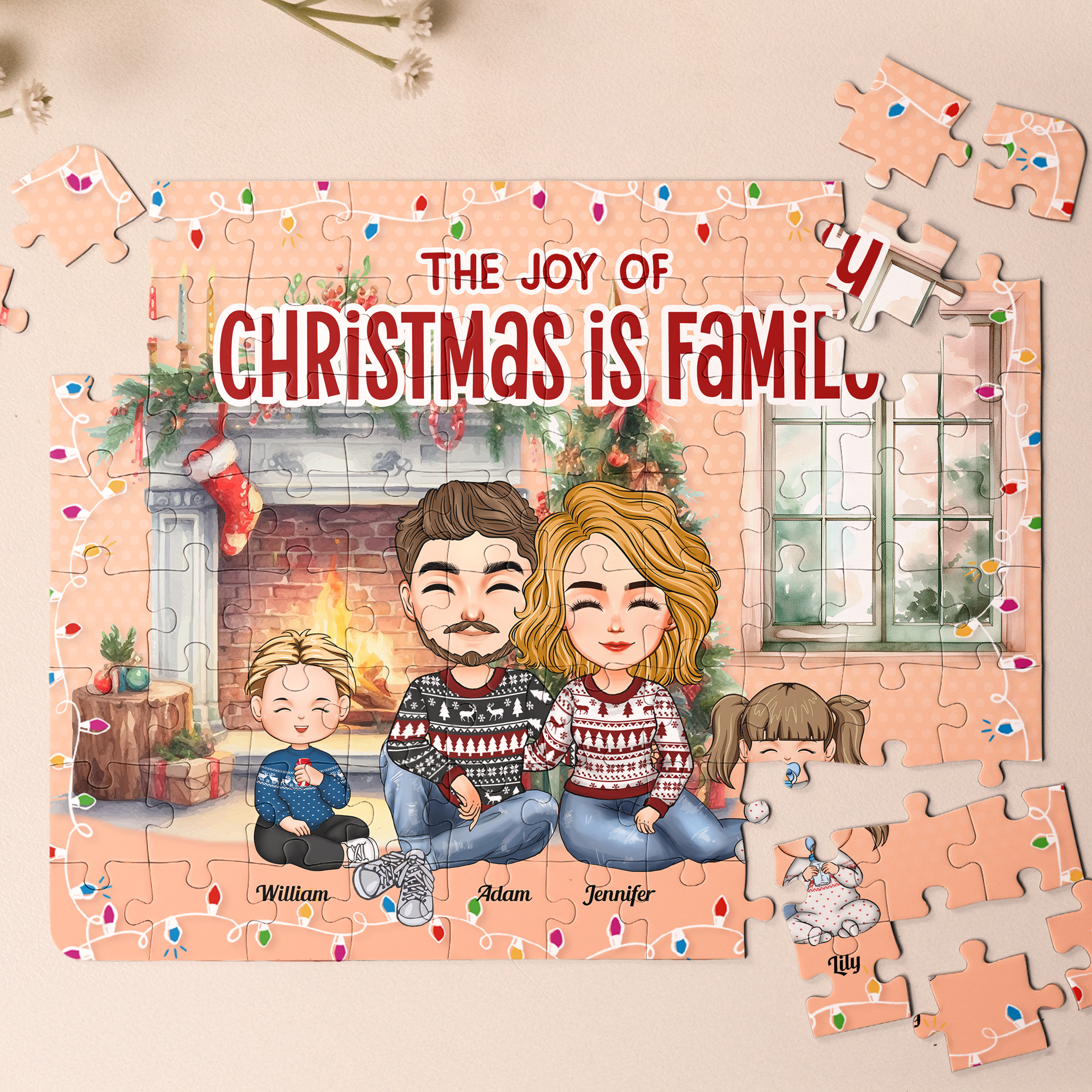 The Joy Of Christmas Is Family - Personalized Jigsaw Puzzle