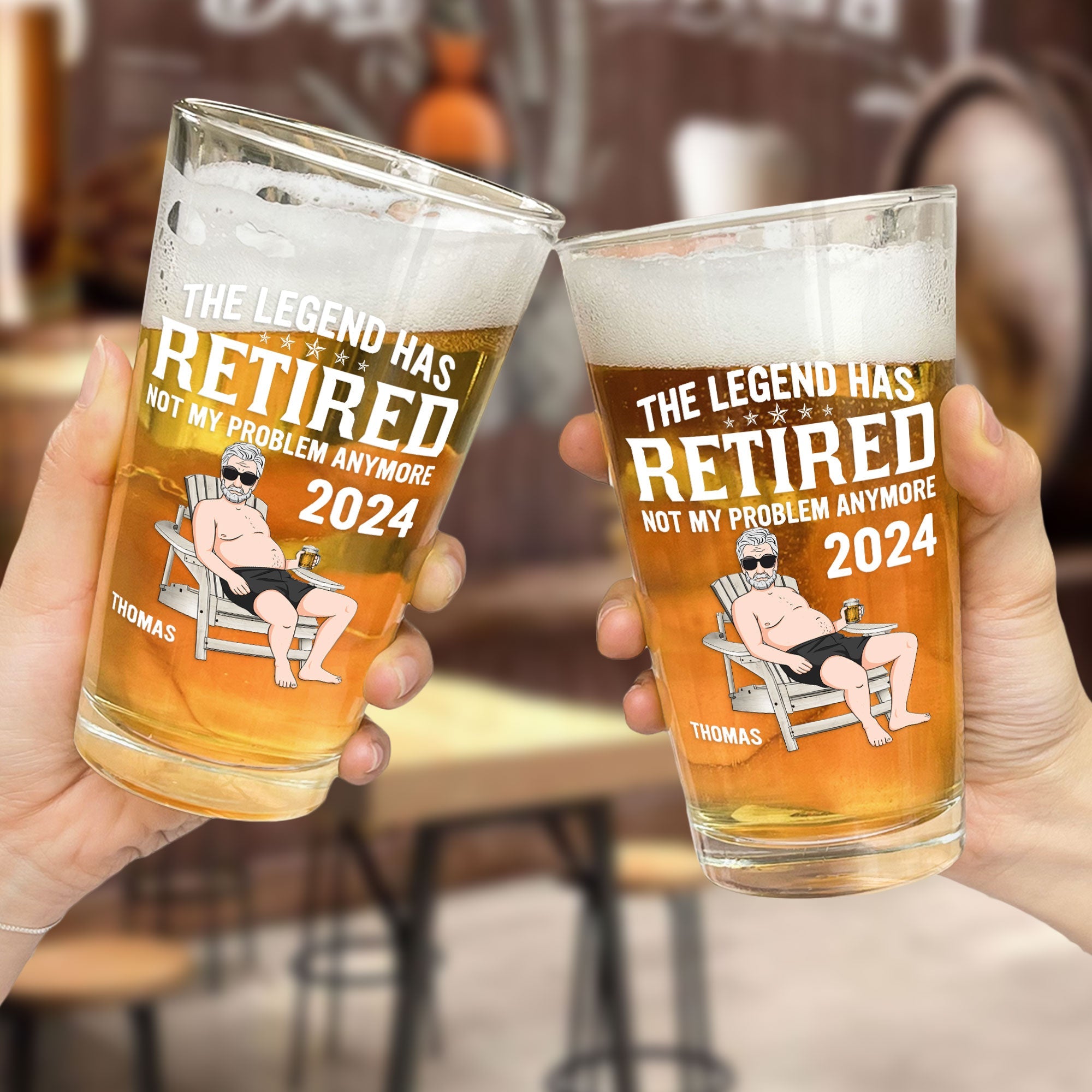 The Legend Has Retired - Personalized Beer Glass