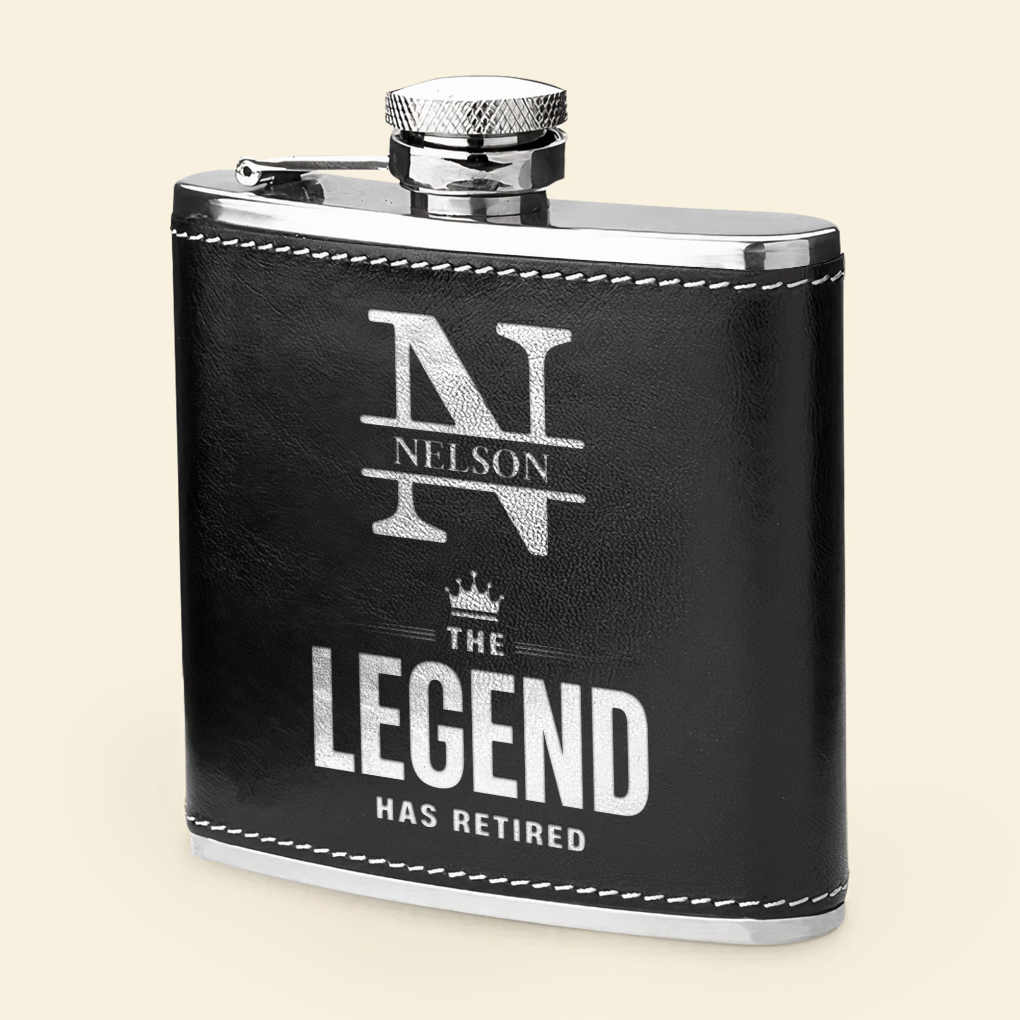 The Legend Has Retired - Personalized Leather Flask