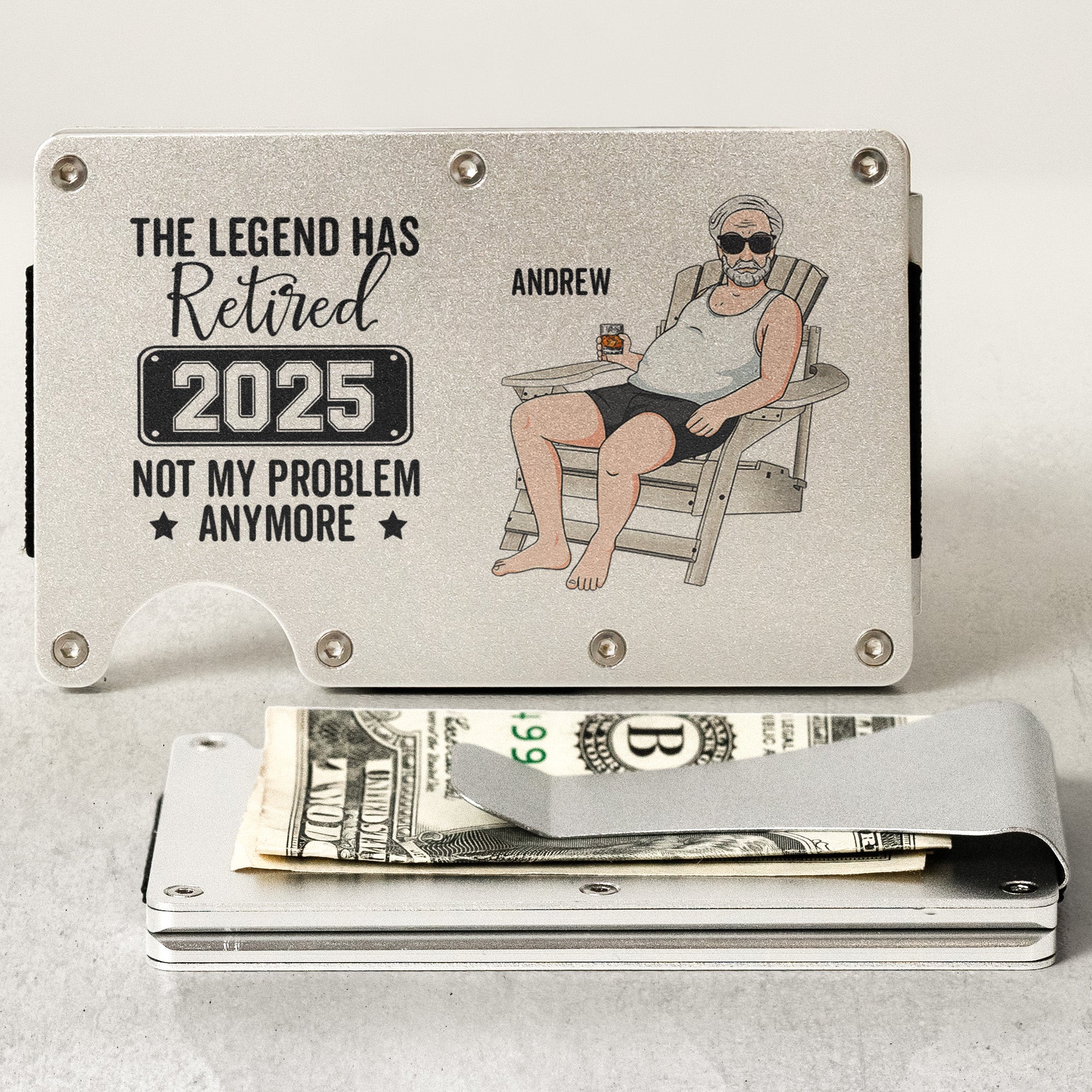 The Legend Has Retired - Personalized Metal Card Holder