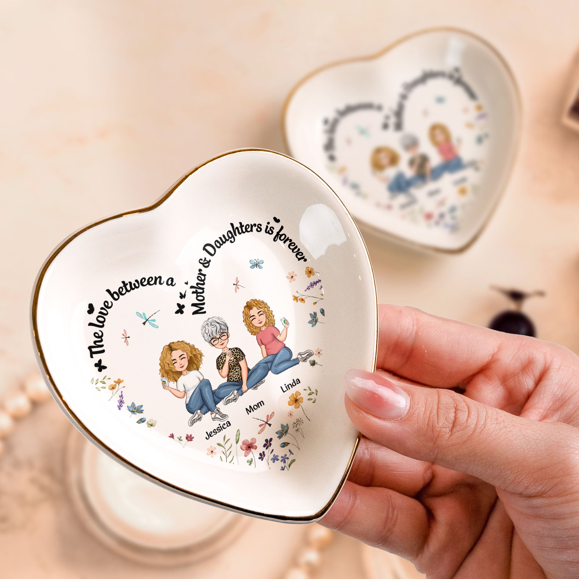 The Love Between A Mother & Daughters Is Forever - Personalized Ring Dish