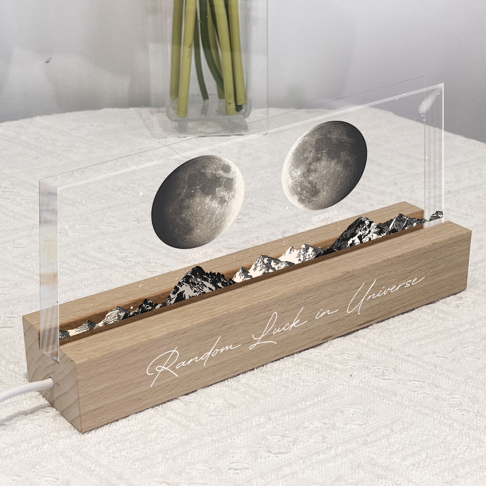 Random Luck In Universe Custom Moon Phases - Personalized LED Night Light