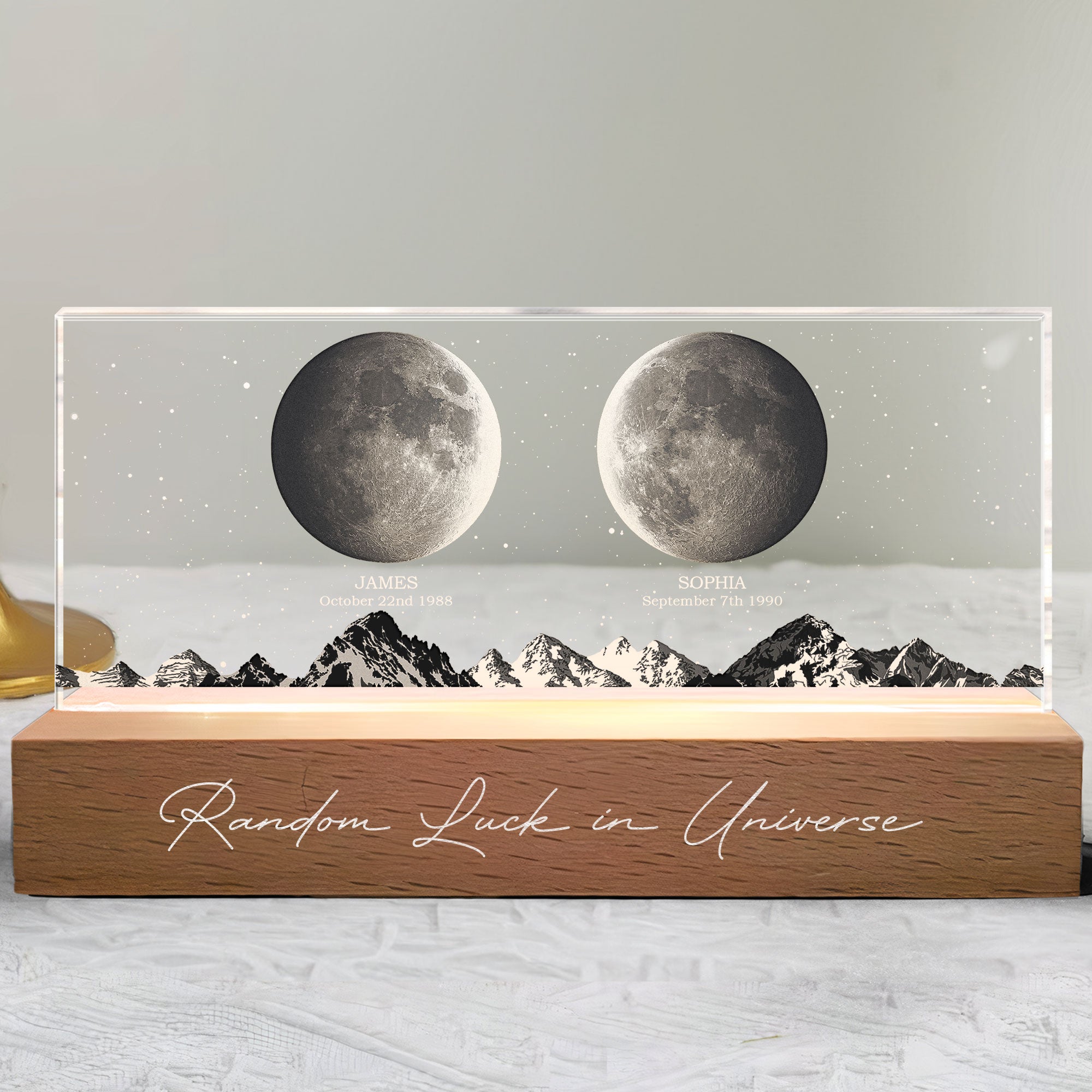 Random Luck In Universe Custom Moon Phases - Personalized LED Night Light