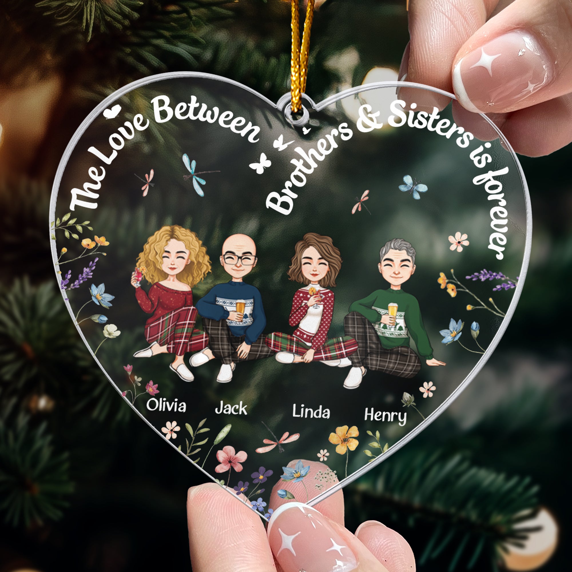 Siblings Gift The Love Between Brothers & Sisters Is Forever - Personalized Acrylic Ornament