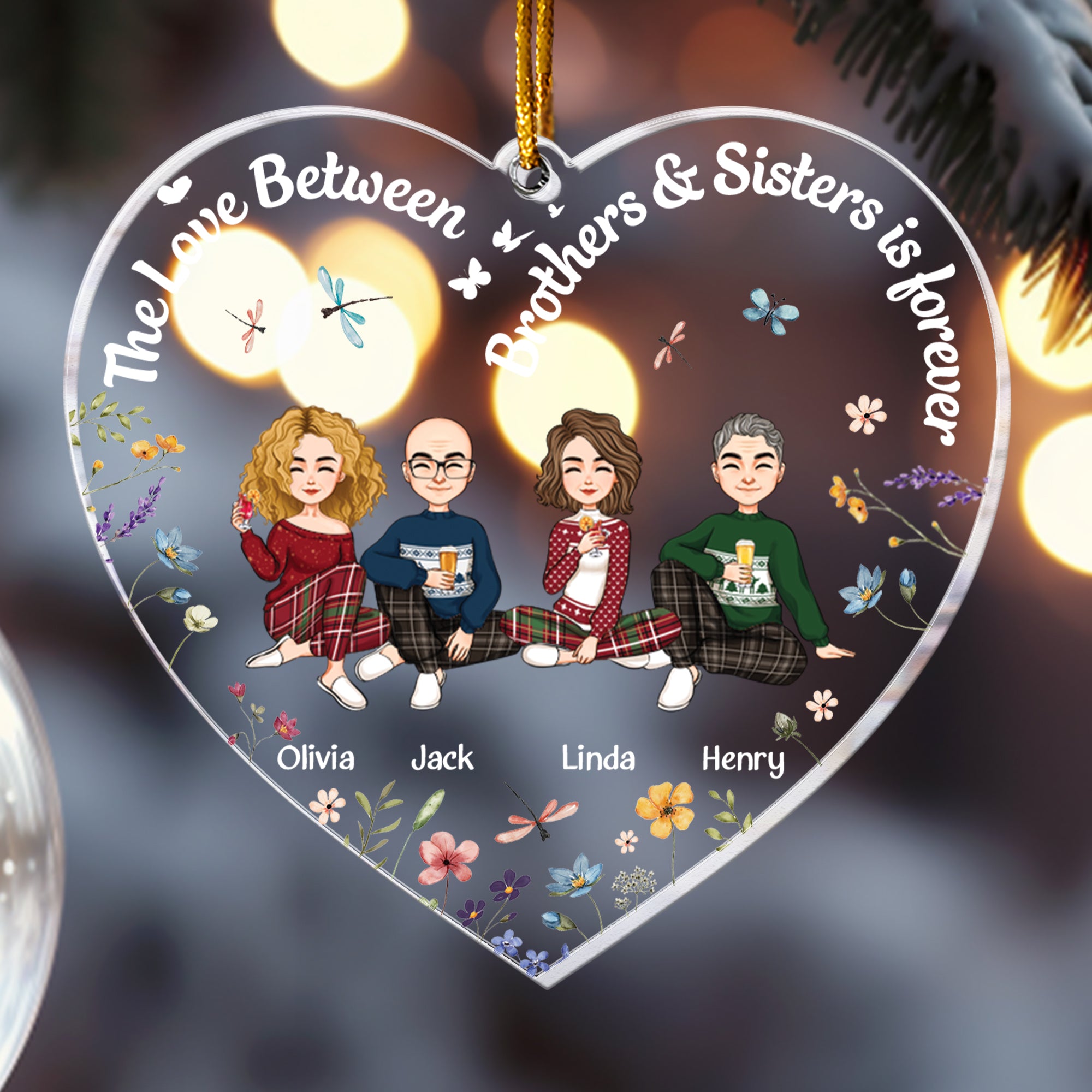 Siblings Gift The Love Between Brothers & Sisters Is Forever - Personalized Acrylic Ornament