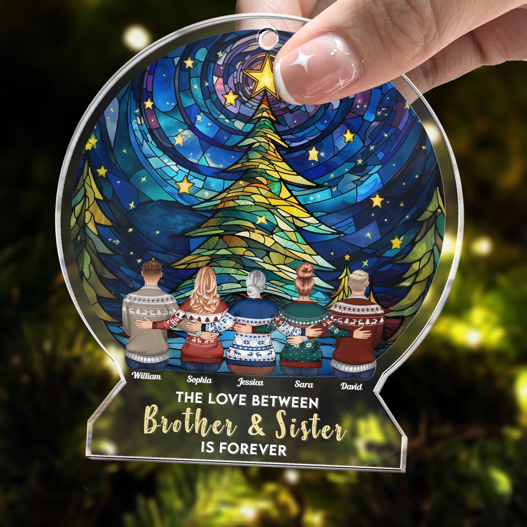 The Love Between Family Is Forever Siblings Forever - Personalized Acrylic Ornament