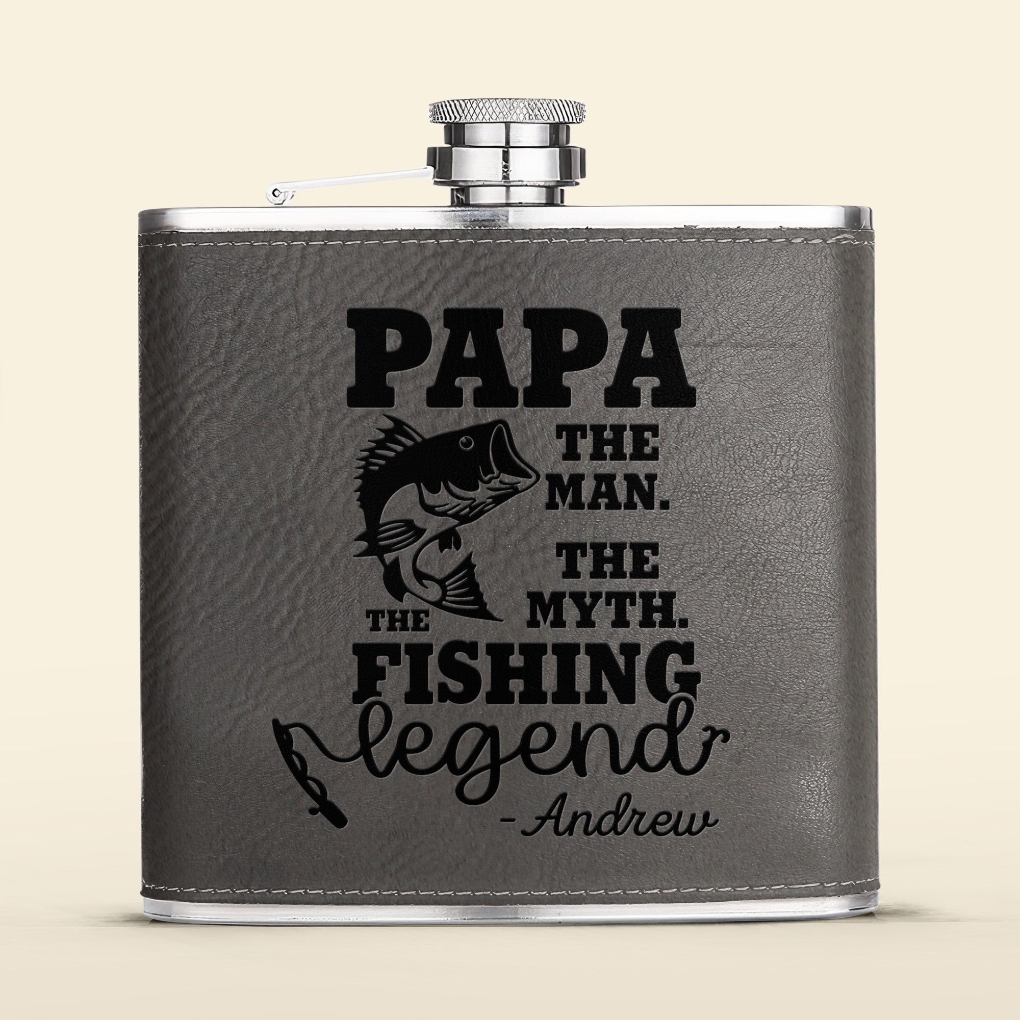 The Man The Myth The Fishing Legend - Personalized Leather Flask