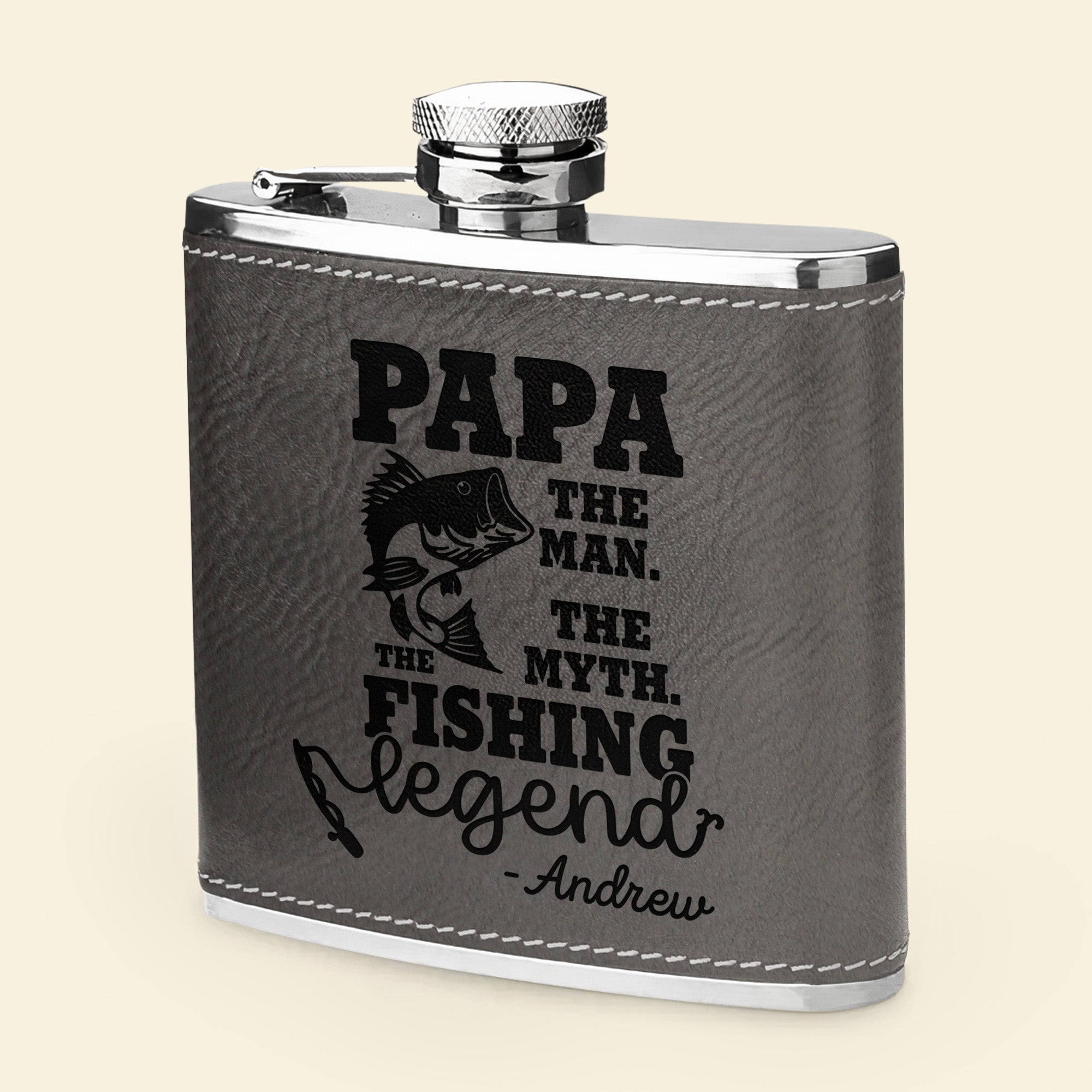 The Man The Myth The Fishing Legend - Personalized Leather Flask