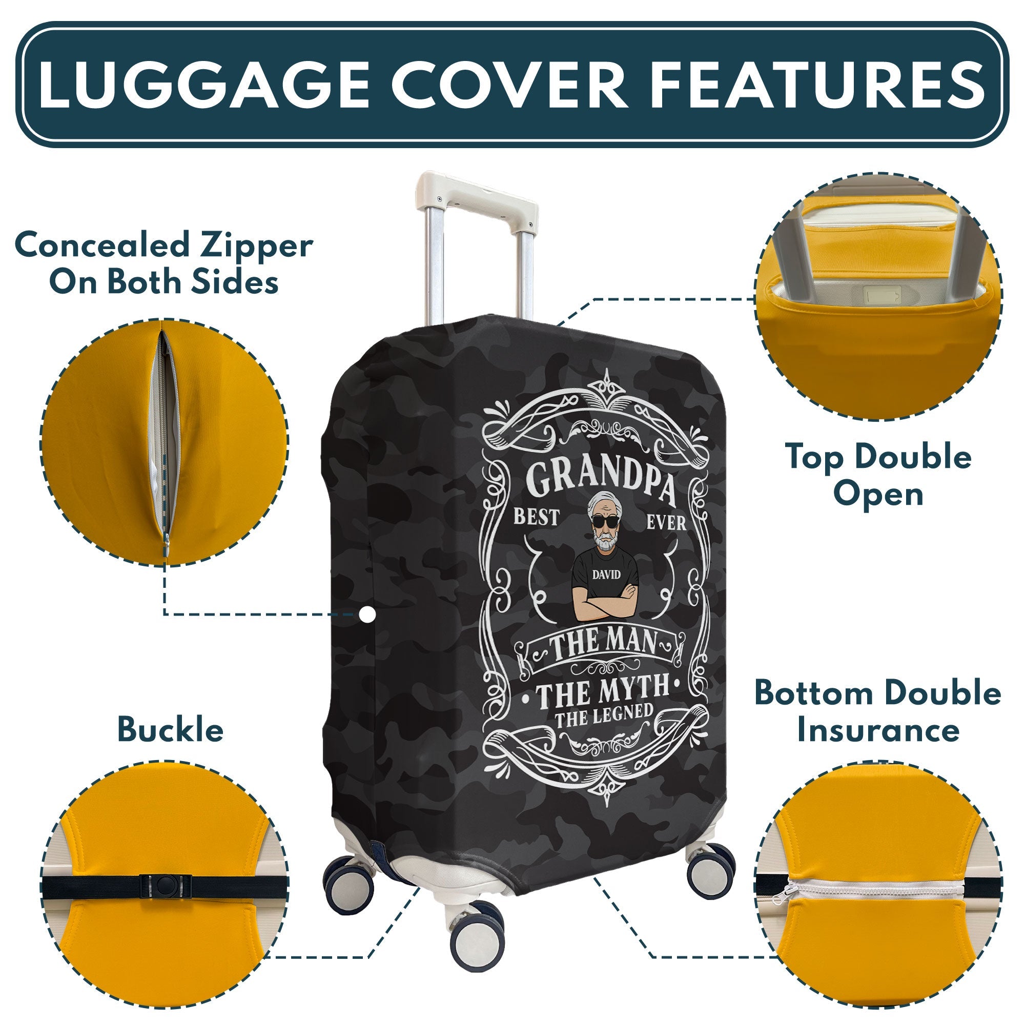 The Man The Myth The Legend - Personalized Luggage Cover