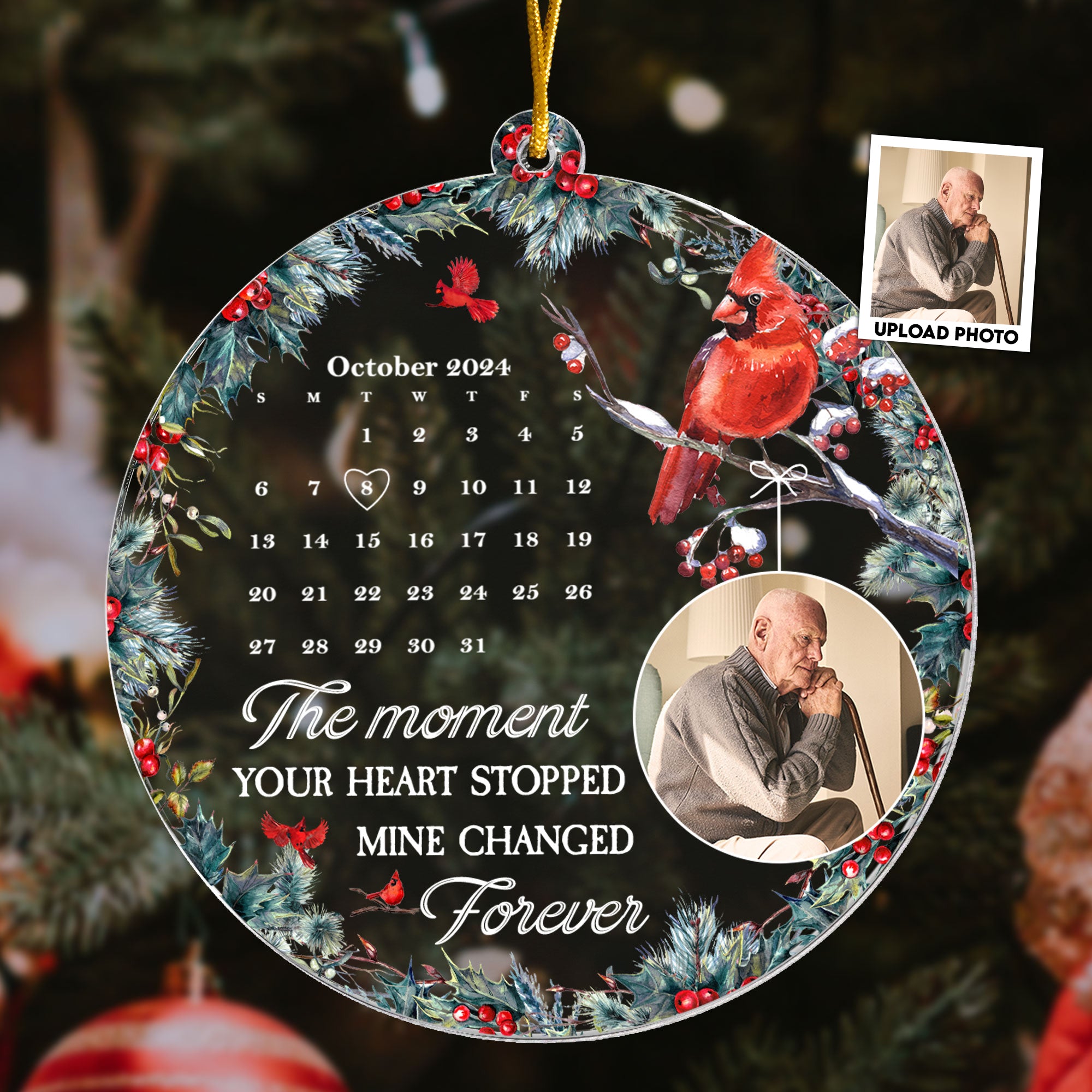 The Moment Your Heart Stopped Mine Changed Forever - Personalized Acrylic Photo Ornament