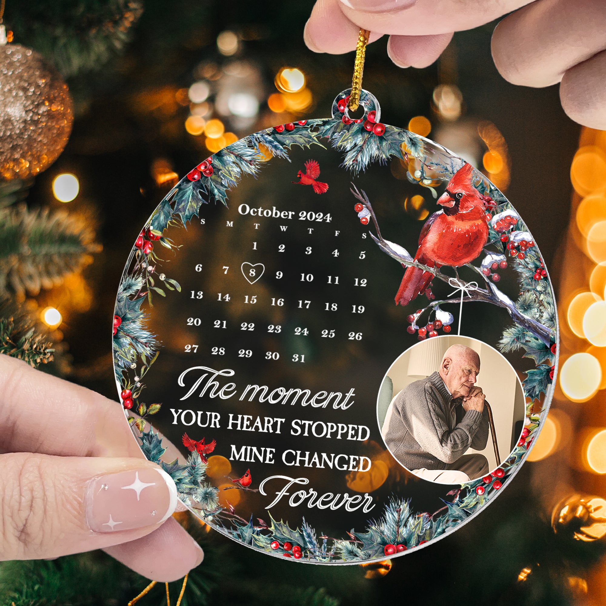 The Moment Your Heart Stopped Mine Changed Forever - Personalized Acrylic Photo Ornament