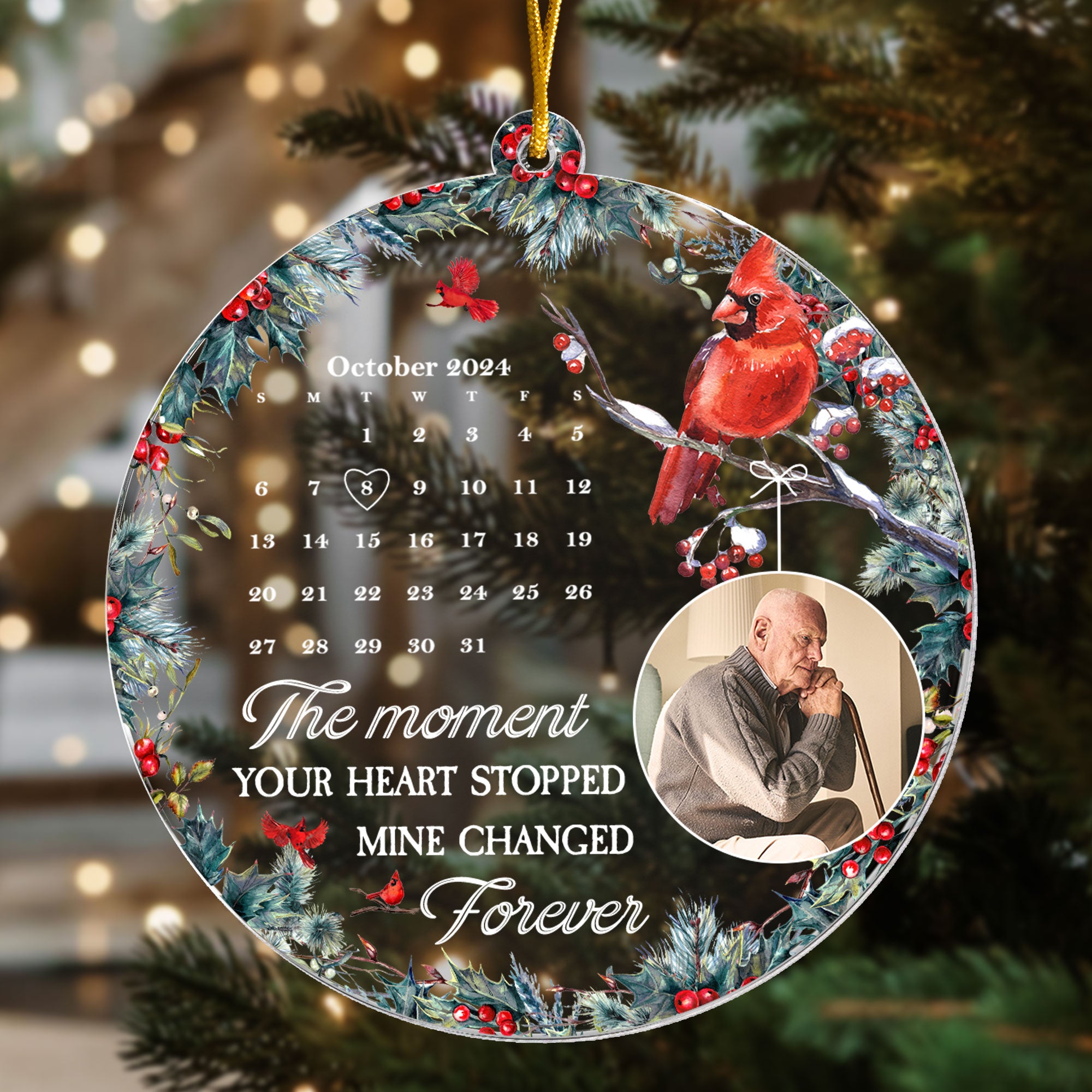 The Moment Your Heart Stopped Mine Changed Forever - Personalized Acrylic Photo Ornament