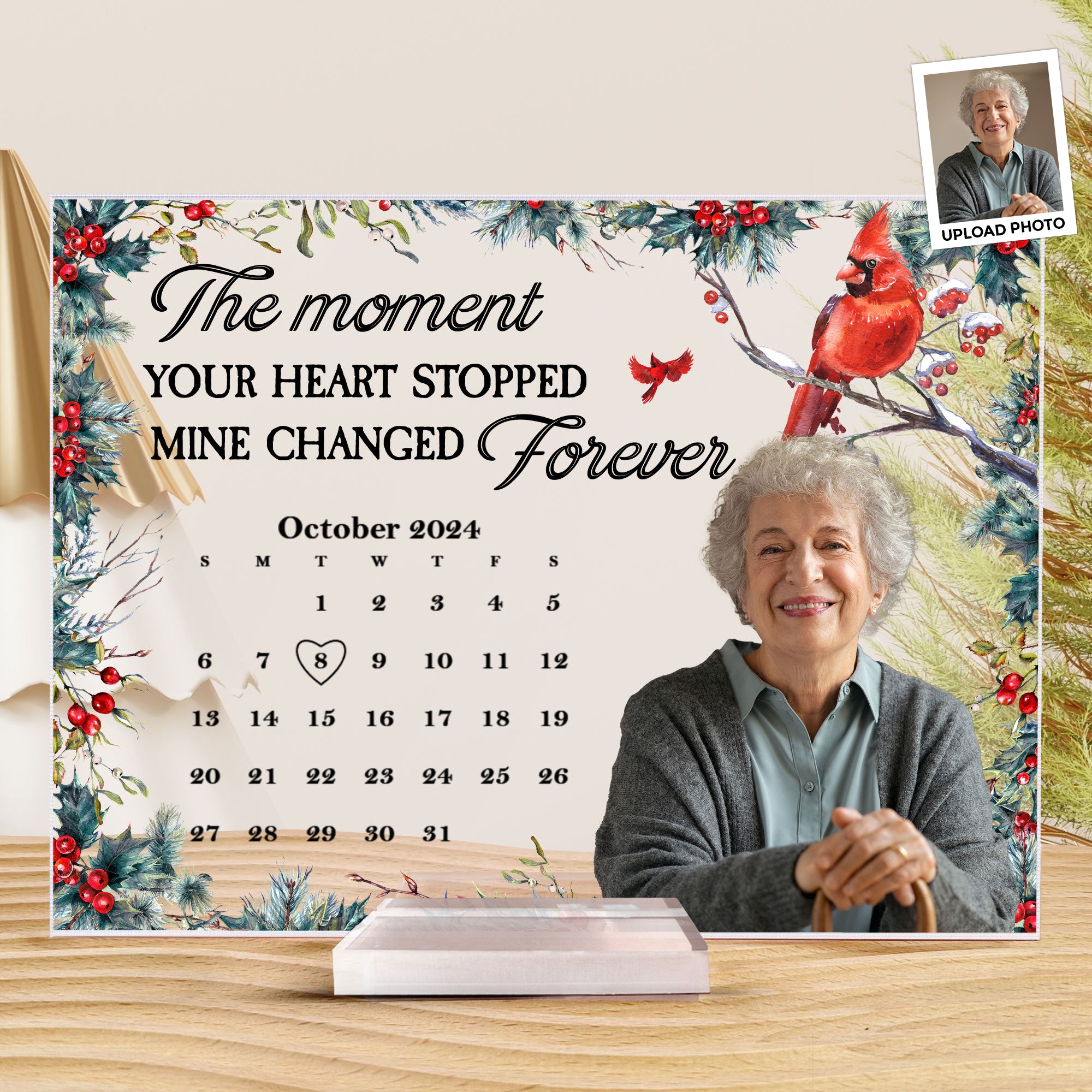 The Moment Your Heart Stopped Mine Changed Forever - Personalized Acrylic Photo Plaque